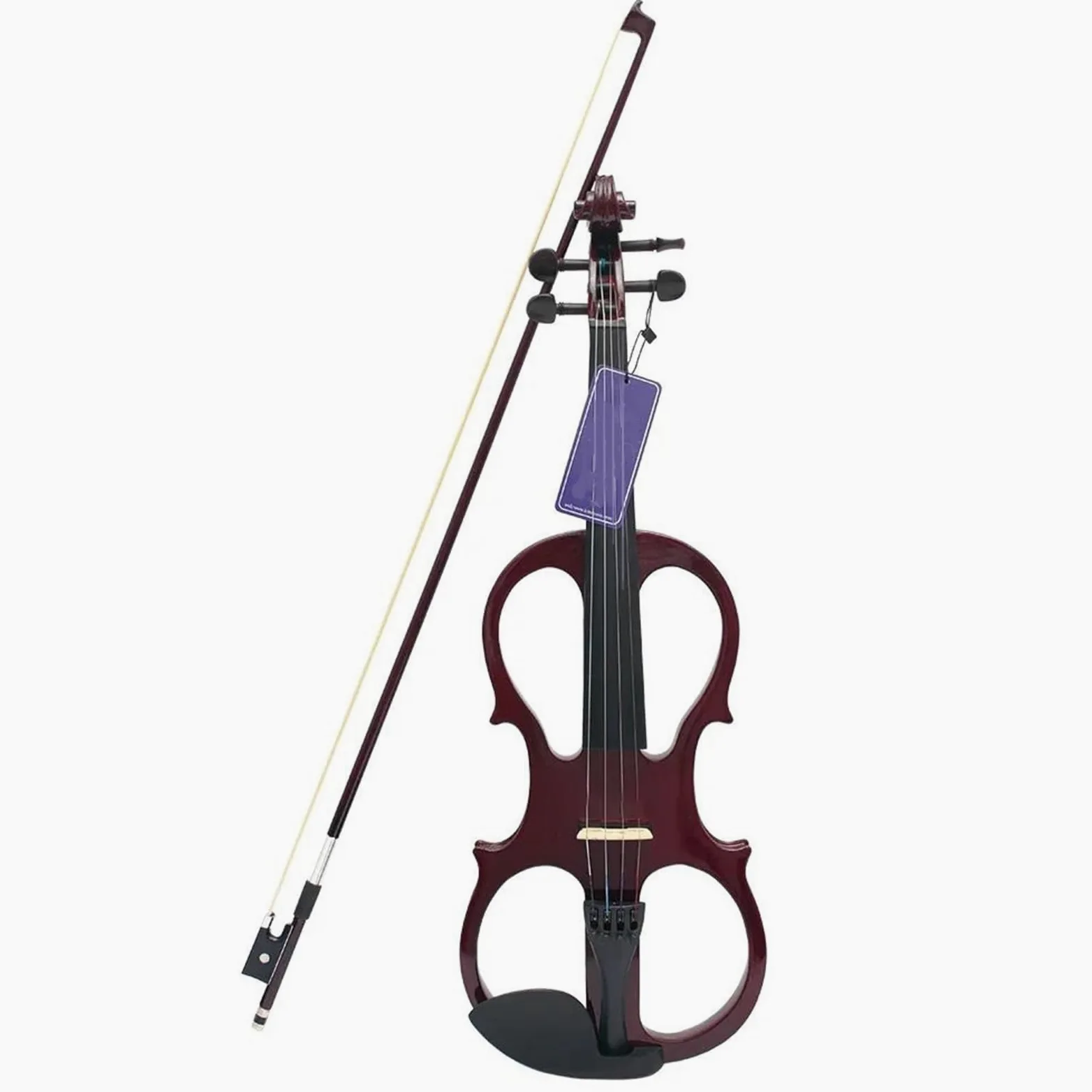 Violino Set Violino elettrico professionale 4/4 strumento a corde di violino silenzioso rosso scuro con custodia cavo per cuffie parti e accessori per violino