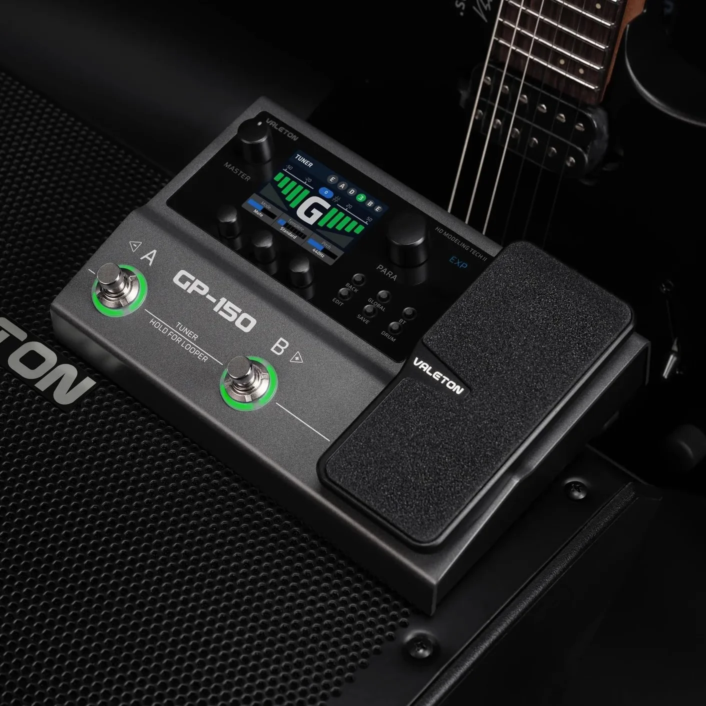 Valeton GP-150 Processore multi-effetto per chitarra con pedale di espressione, oltre 200 effetti, modellazione NAM SnapTone, caricatore a infrarossi, looper, drum machine, interfaccia audio USB