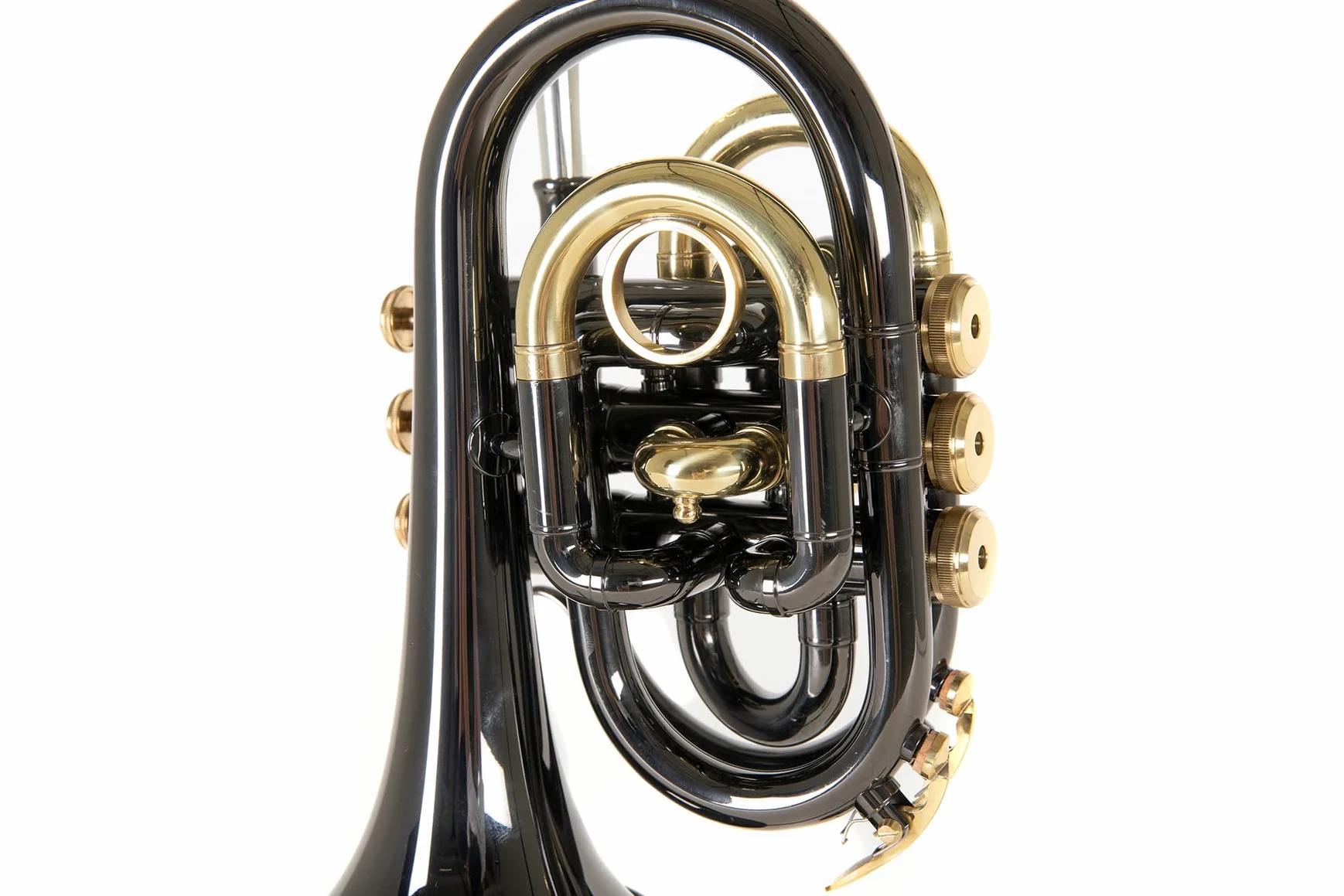 Roy Benson Bb pocket trumpet PT-101K (campana in ottone di precisione, leadpipe in ottone dorato, tromba tascabile di qualità, inclusa custodia protettiva rettangolare), Antracite