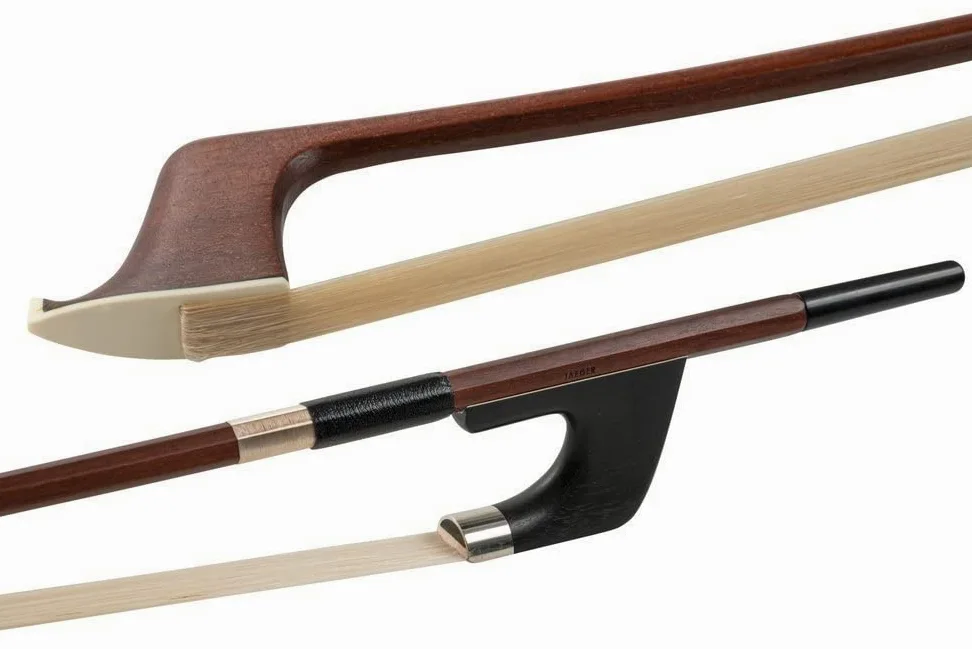 GEWA Massaranduba - Arco per bassi, asta quadrata, di buona qualità, stampato "Jaeger", modello tedesco, per contrabbasso 1/8, made in Germany