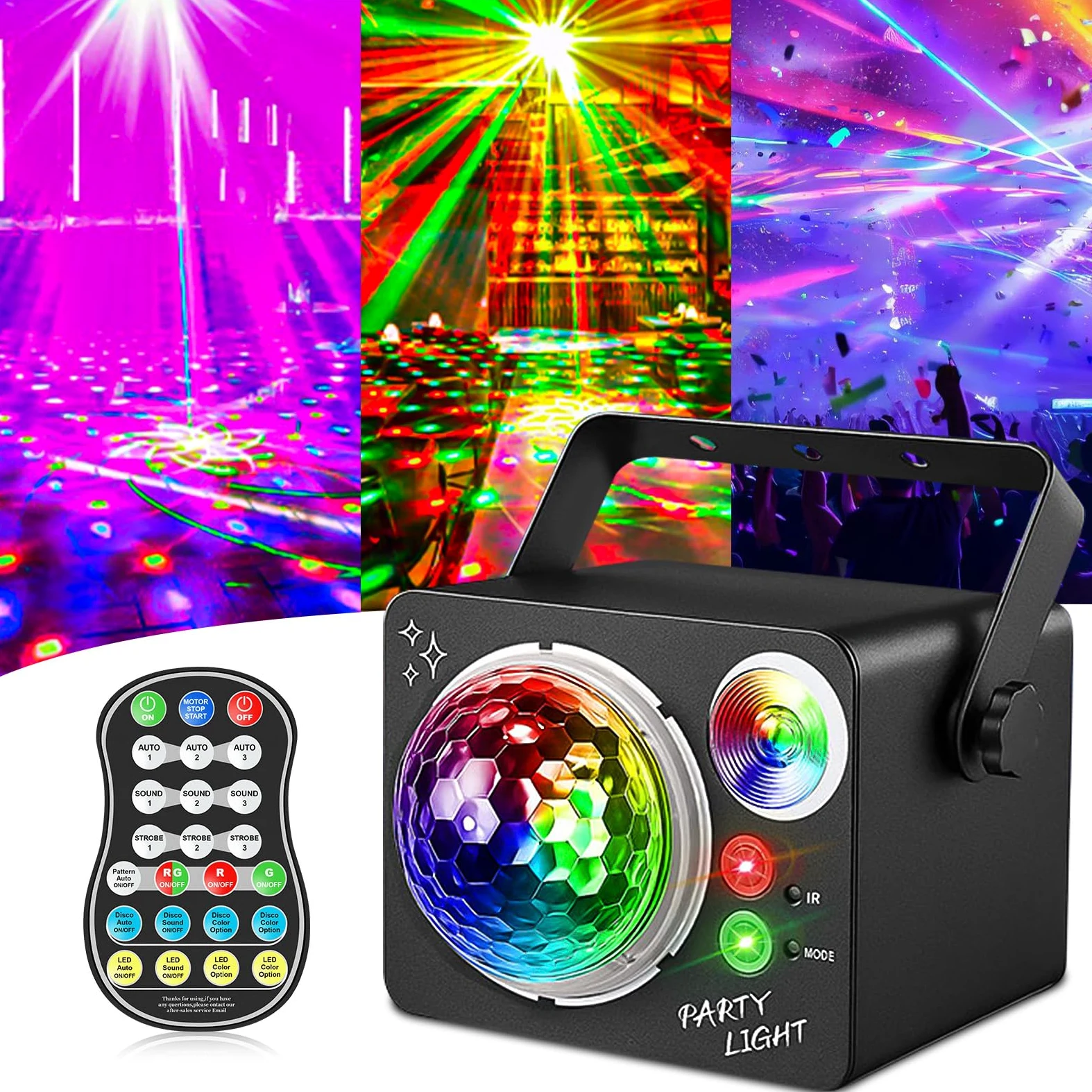Sfera da discoteca 4 in 1 controllata dalla musica da discoteca con telecomando, LED discoteca luci da discoteca per feste, bar, matrimoni, Halloween, Natale, compleanni