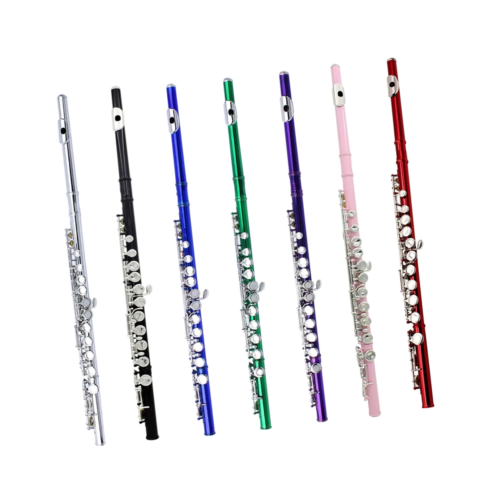 Strumento Flauto Professionale Flauto Traverso Nichelato Con Chiave In Mi E Do Strumento A Fiato Color Oro E Argento(Pink)