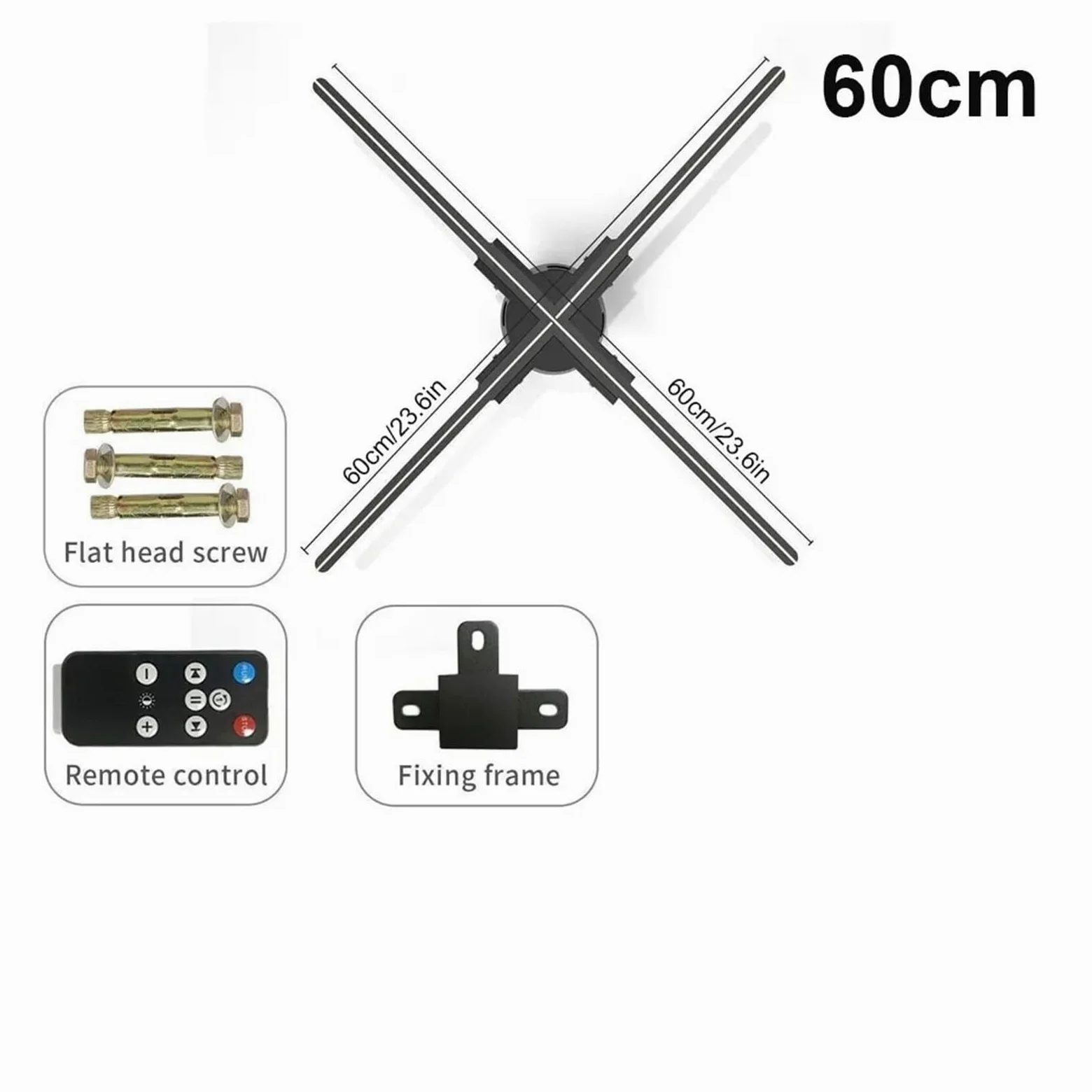 45/52/56/60/65cm 3D olografico Fan, proiettore olografico Multifunzionale Macchina pubblicitaria proiettore Ventilatore Schermo Video Facile da Cambiare(60CM)