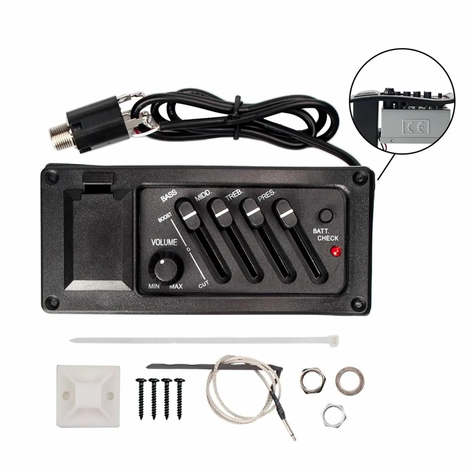 Pick-up per Chitarra Acustica Accessori 10 Pz 4 Bande Amplificatore Preamplificatore Per Chitarra Acustica EQ Pickup Amplificatore Per Chitarra Acustica Preamplificatori Lato Piatto
