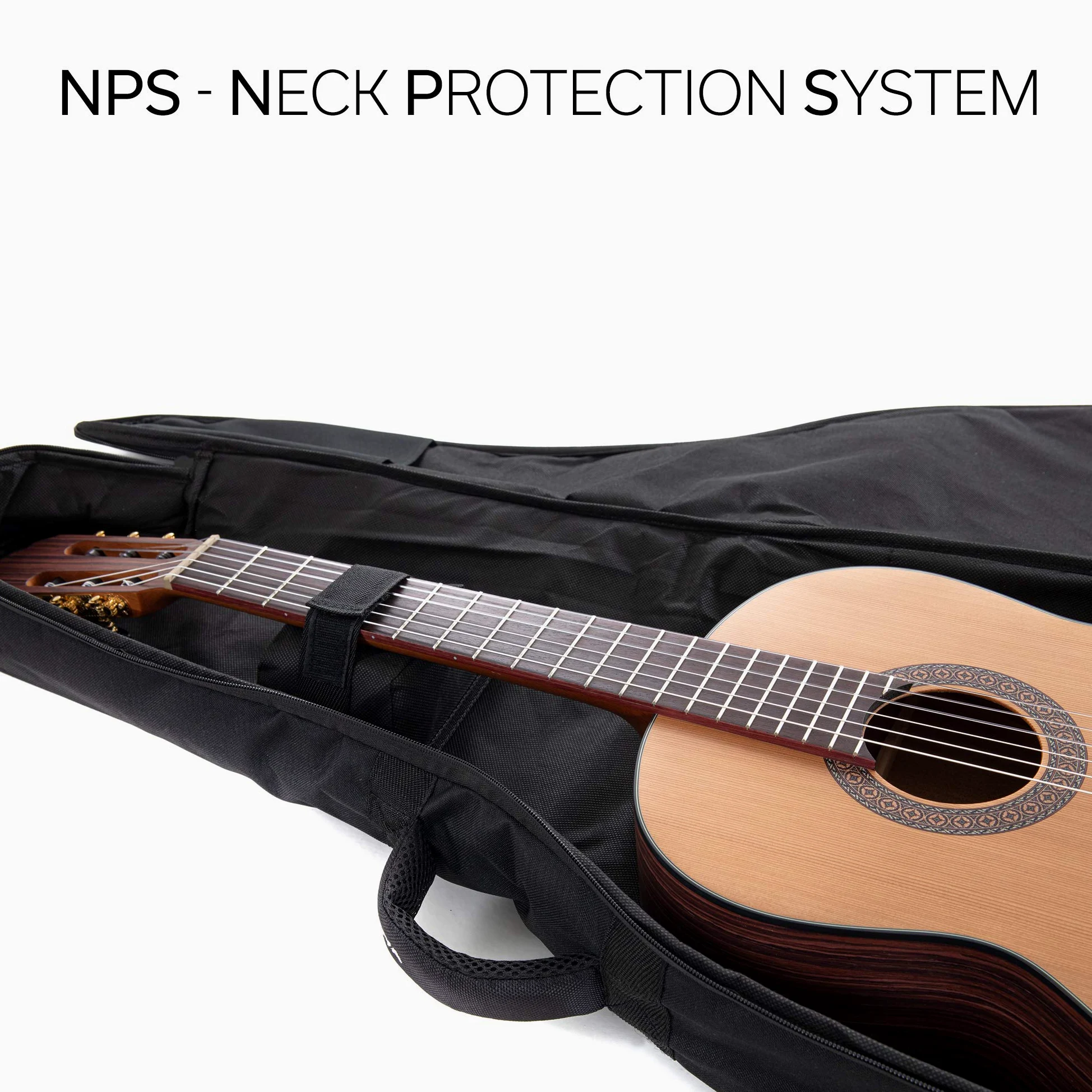 GEWA Borsa per chitarra Economy 12mm per chitarra classica 1/2 nero (antistrappo e impermeabile, imbottitura 12mm, cinghie di lusso per zaino, ampio scomparto per accessori) 212120