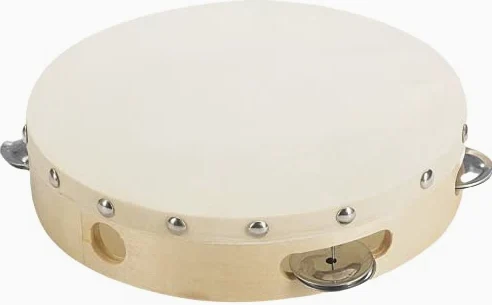 100 Tamburelli In Legno Con Pelliccia Naturale 5 Paia Di Campanelli Sonagli In Metallo Musica Spettacolo Danza Classica Popolare Folcroristica Teatro (21 cm)