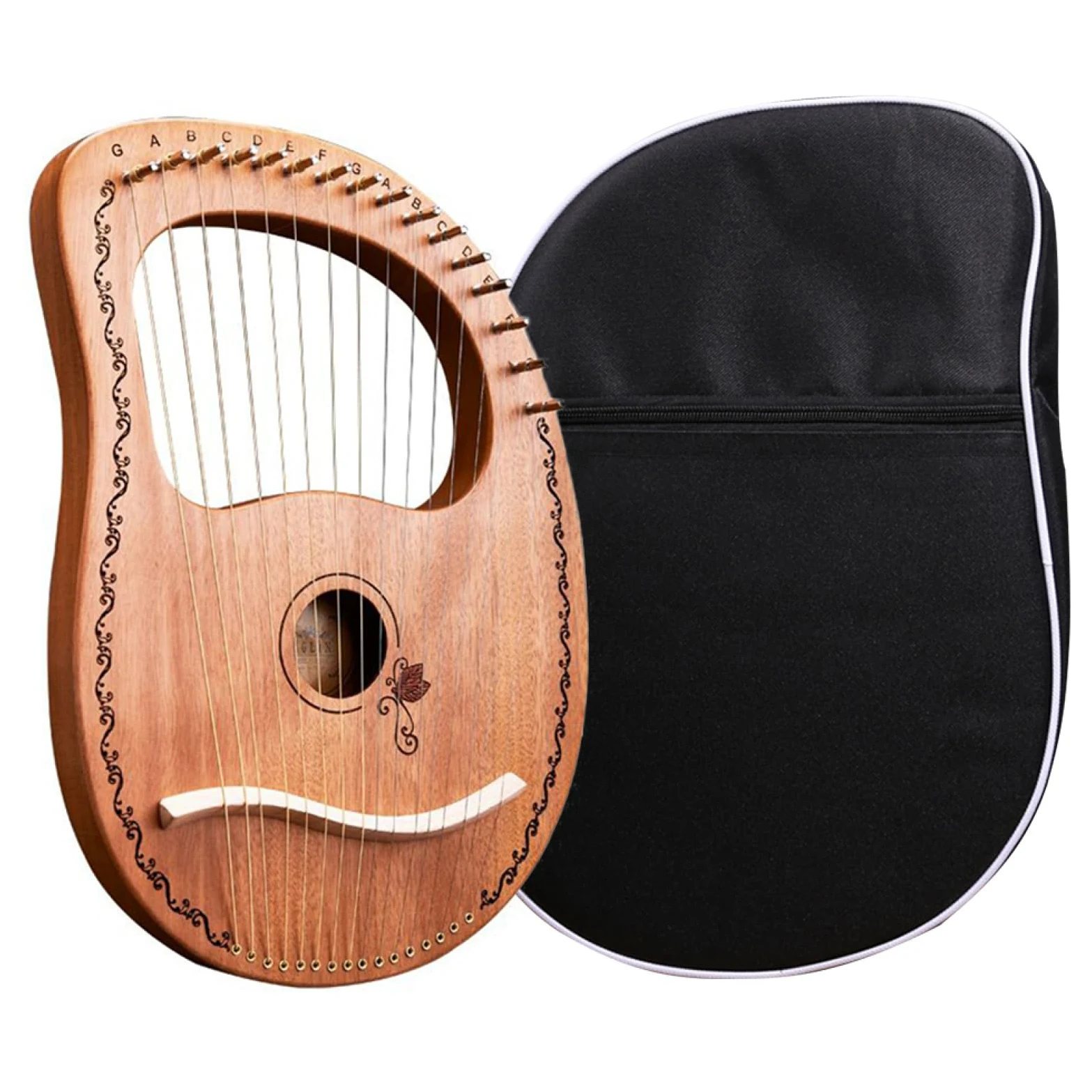 Strumento lira, arpa lira,Strumento a corde per arpa Lyra con | corpo in mogano e 16 corde | Robusta in mogano, strumento a orchestrale professionale per gli amanti della musica