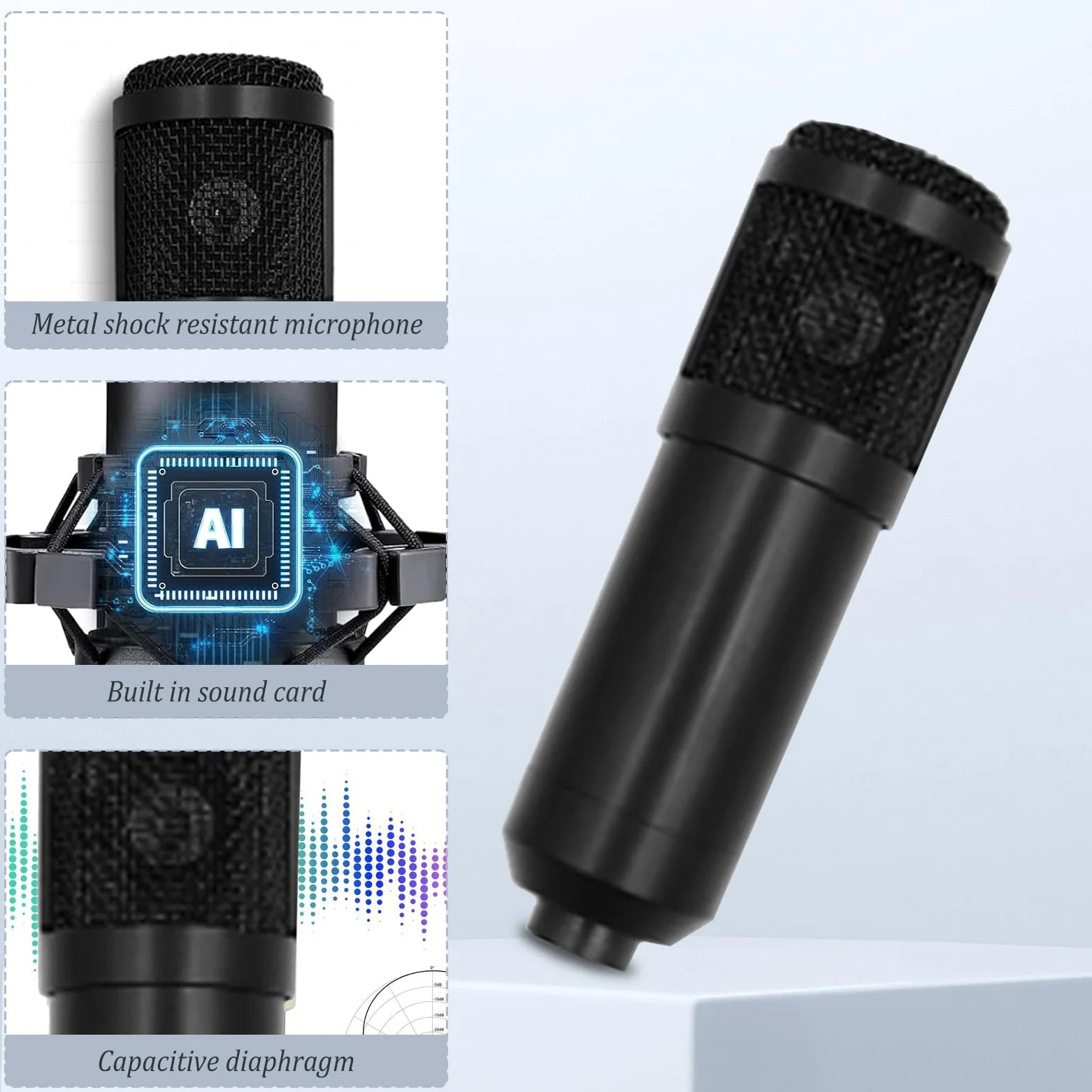 Podcast - Microfono per gamer e mixer all-in-one, perfetto per Live Streaming, YouTube, Gaming