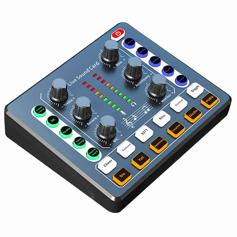 Scheda Mixer Audio Bluetooth Mini, Scheda Audio dal Vivo con Vari Effetti sonori, Scheda Audio Cambia Voce in Streaming Live per la Registrazione di Musica, Trasmissione di canti, Nero