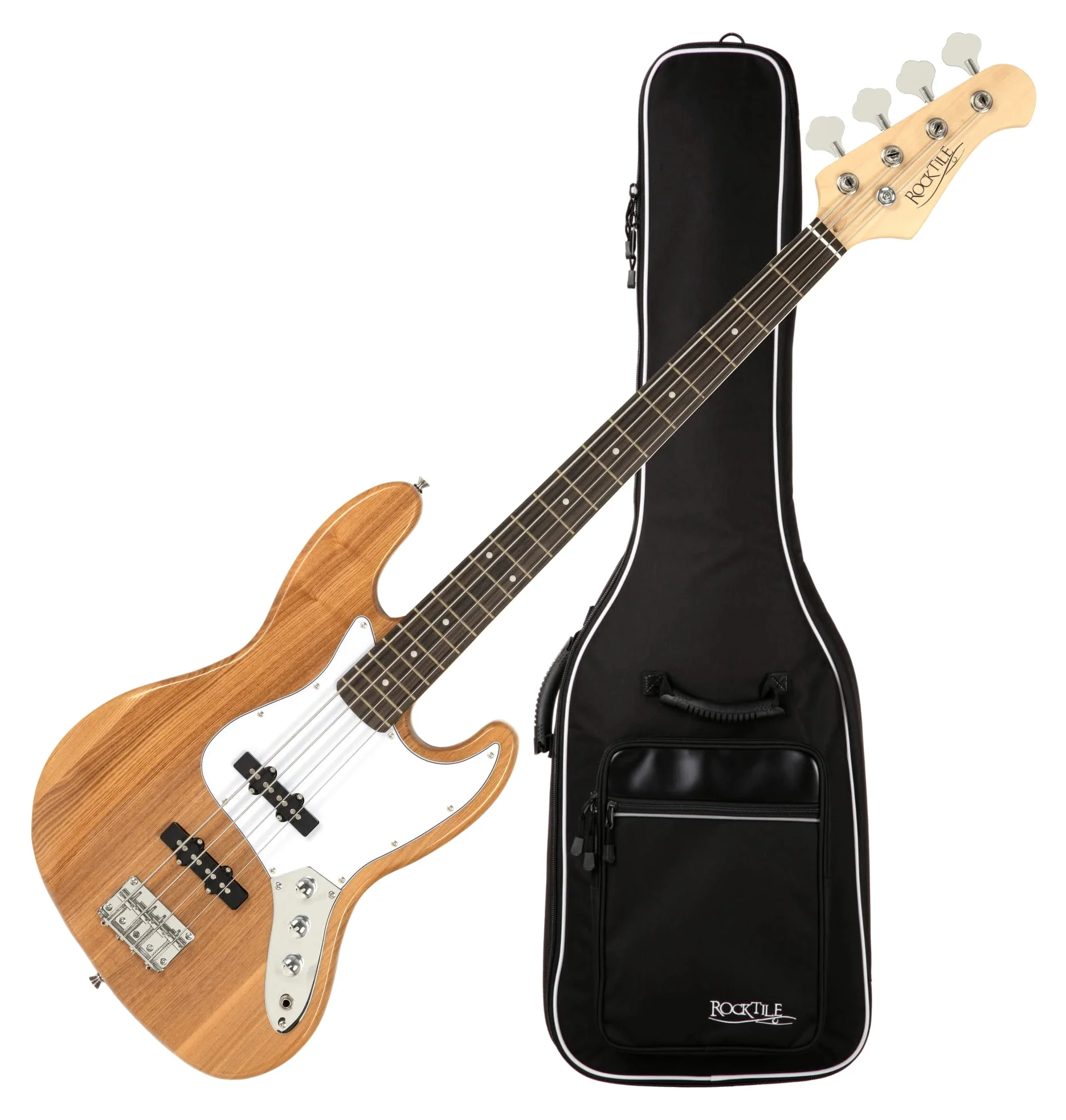 Rocktile Pro JB-30PR Ashwood E-Bass Natur Set incl. Gigbag, Manico: Acero | Jazz-Style E-Bass, 2 Single-Coil pickup, 2 controlli volume/ 1 controllo tono, Tastiera: Engineered Wood, Corpo: Frassino