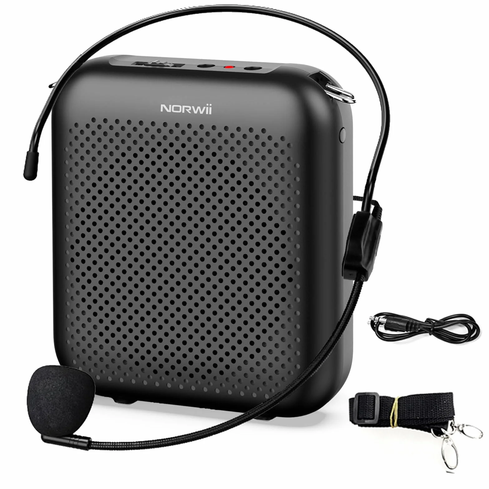 Norwii Amplificatore Vocale Portatile con Microfono Auricolare Cablato e Cintura, Mini Ricaricabile Altoparlante per Insegnanti, Guida Turistica, Allenatori, Presentatori, Riunione, Yoga