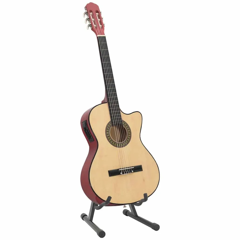 Genérico Set Chitarra Western 12 pz con Equalizzatore e 6 Corde,Marrone Chiaro,3.8kg,70137
