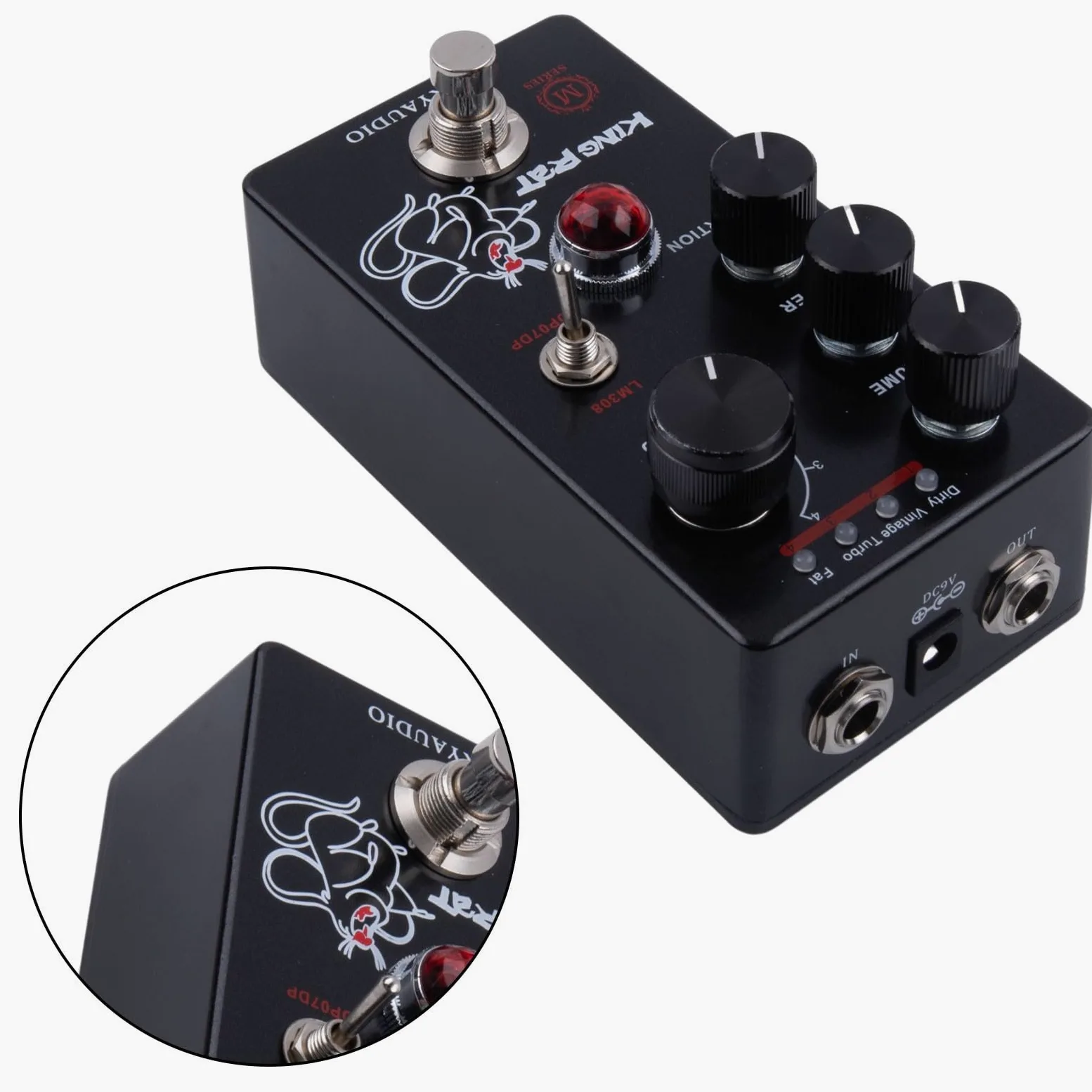 per mosky King Fuzz Distorsione Pedale per Chitarra Elettrica con Controllo Filtro Volume 4-Mode Tone Shaping Studio Stage Effect Unit 115x64mm