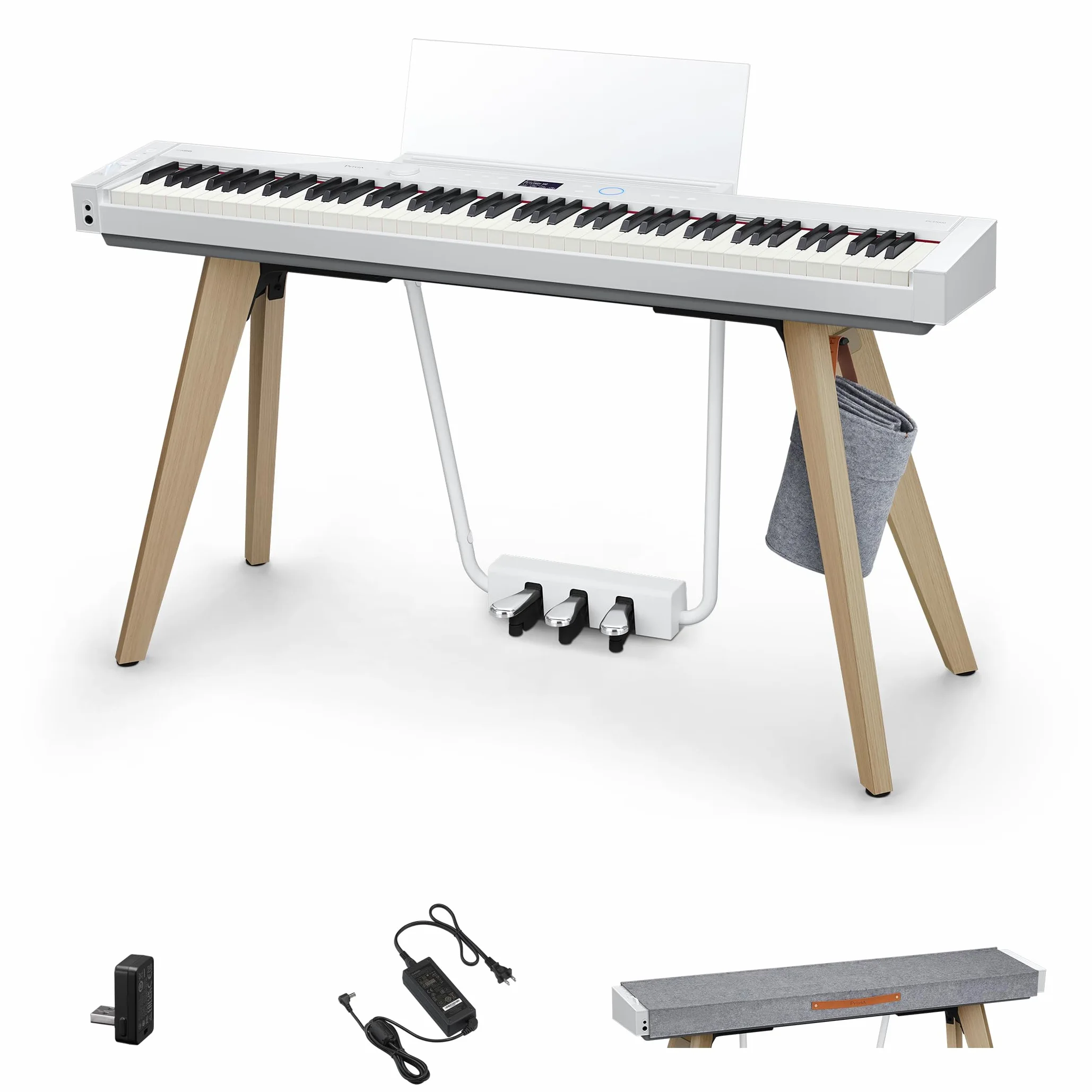 Casio Privia PX-S7000 - Pianoforte digitale a 88 tasti, 88 tasti, 400 toni, tastiera ibrida intelligente a percussione (materiale chiave: ibrido di legno e resina), 256 polifonia, con 3 pedali (senza