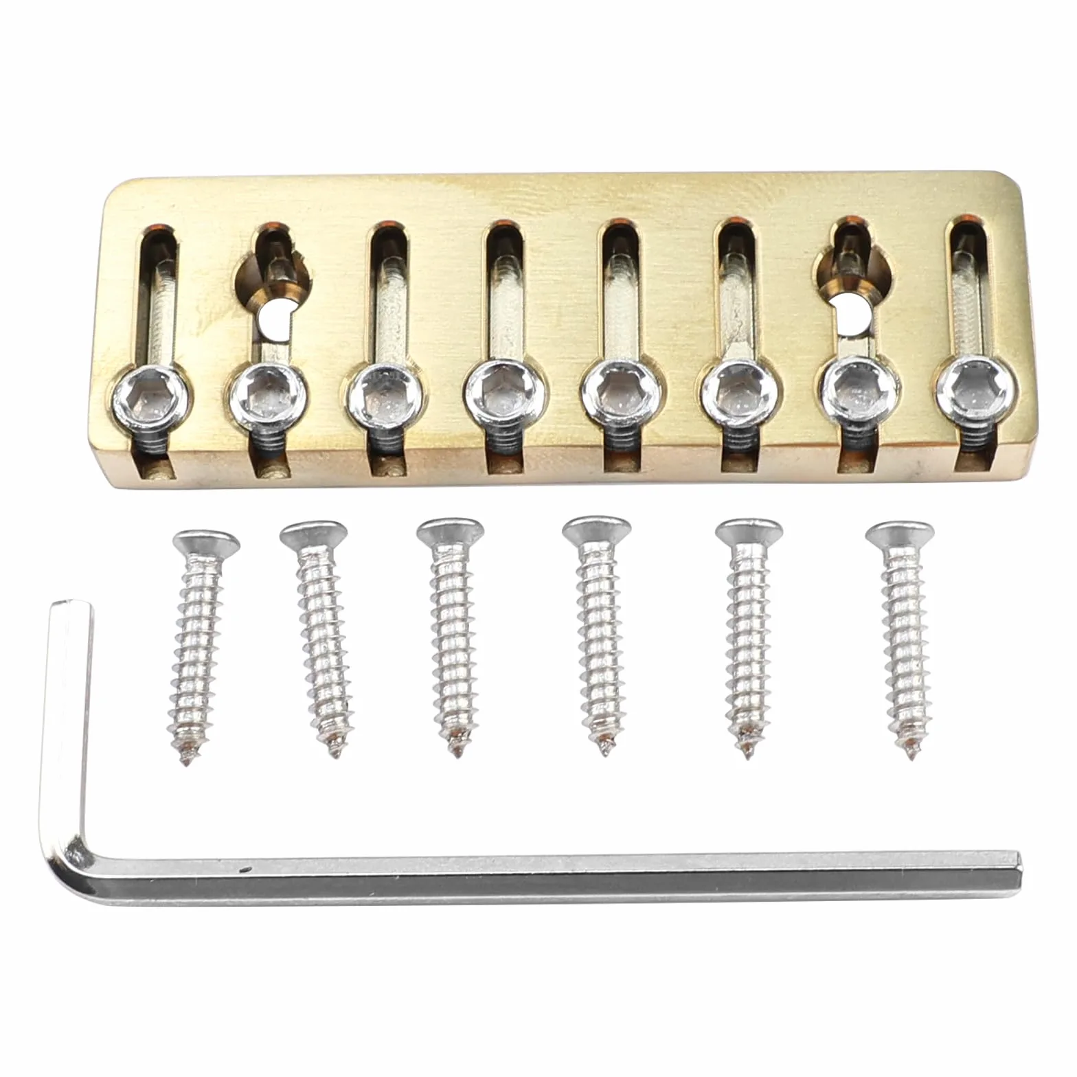 Dado di bloccaggio a 8 corde in lega di titanio per ponte chitarra senza testa in metallo per chitarra elettrica a 8 corde (vuoto oro 49 mm x 18 mm)