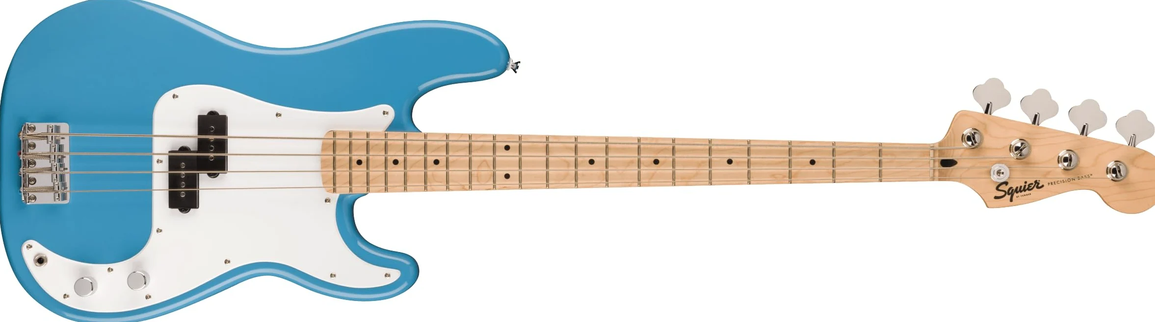 Squier P-Bass MN California Blue - 4-String Electric Bass | Basso elettrico per principianti, 4 corde, qualità Fender conveniente, finitura blu californiana, tastiera in acero