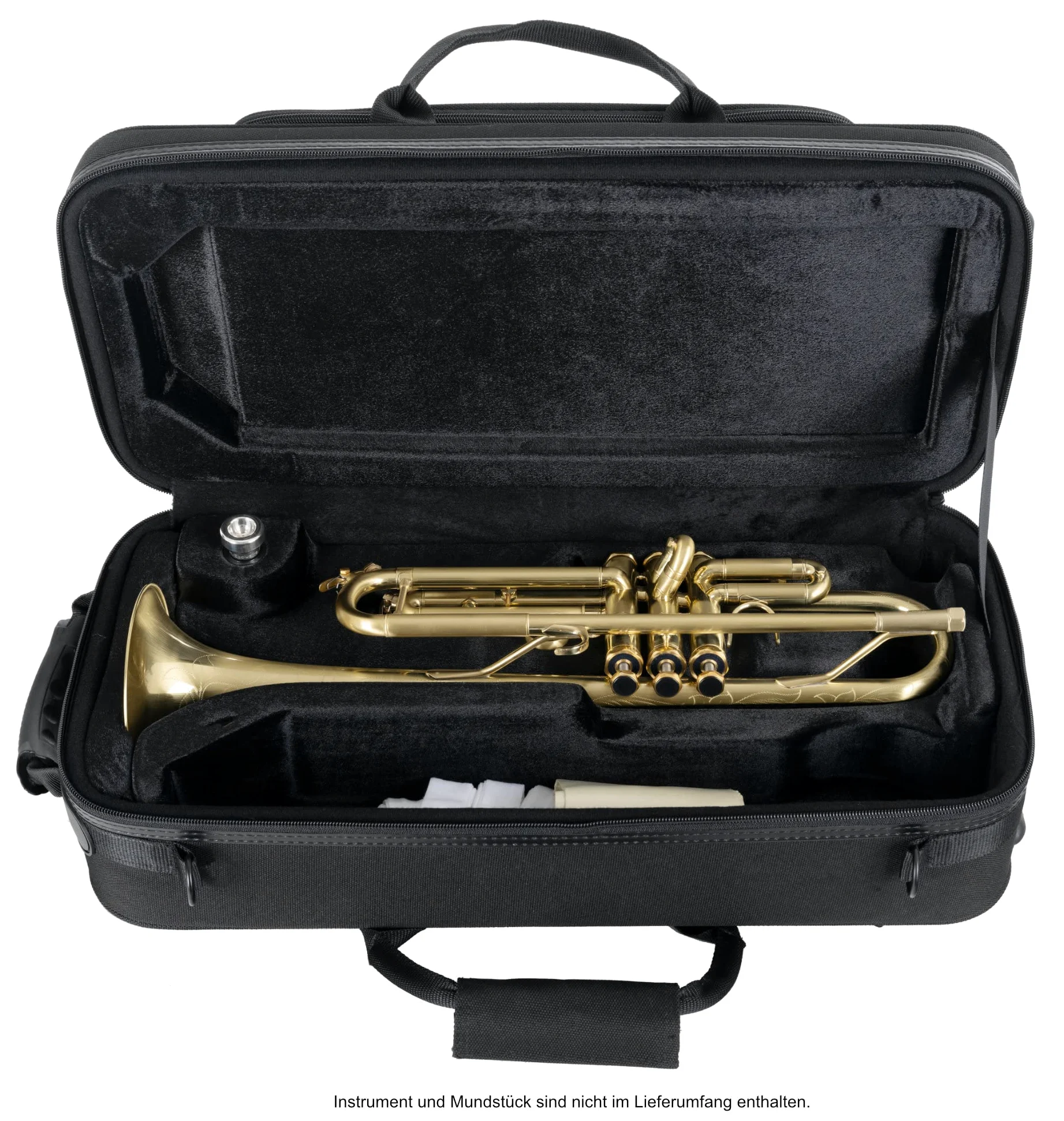 Custodia Leggera Lechgold per Tromba Bb - Lightcase per tutte le trombe comuni con valvole Perinet - Imbottitura termica - Tasca esterna - Set zaino - Bocchino e accessori - Nero