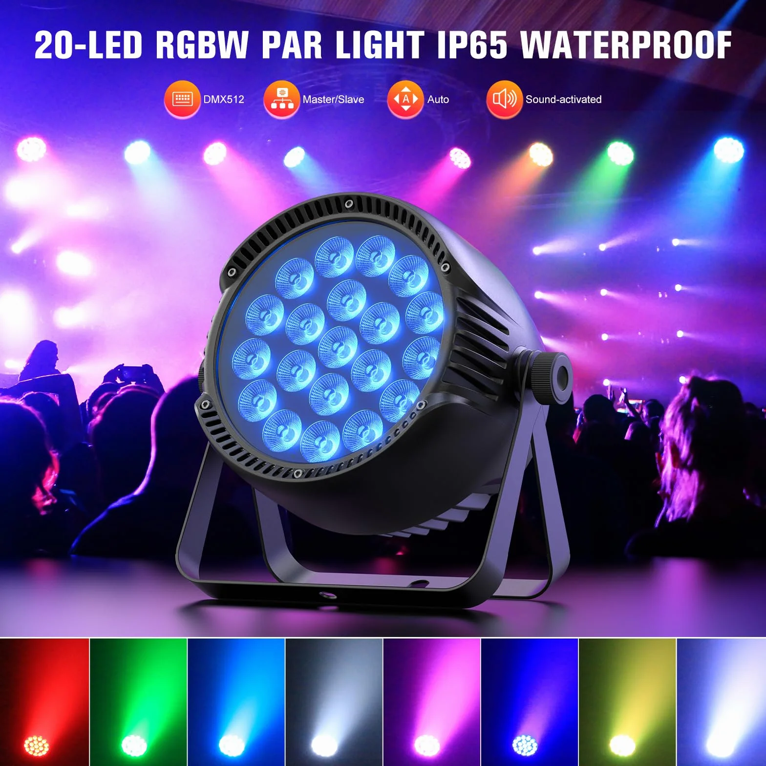 300W Par LED IP65 Impermeabile, Luce da Palco RGBW, Luci Discoteca da Esterno, Luce per Feste, Adatto per Feste all'Aperto e Concerti nei Giorni di Pioggia DJ
