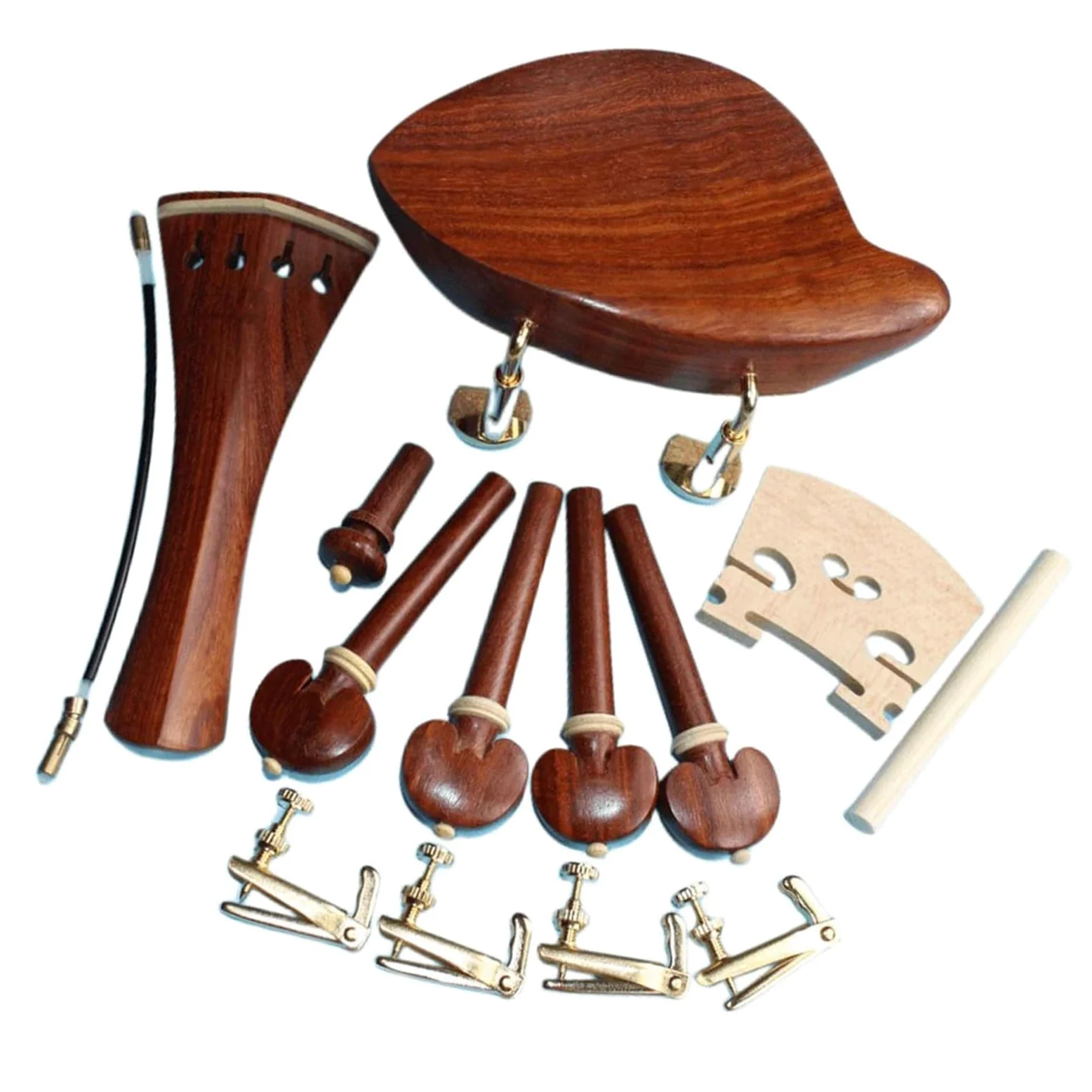 Set di Accessori Violino 1 Set Di Accessori Per Violino 4/4 In Palissandro Ponte Mentoniera Puntale Accordatore Budello Di Coda
