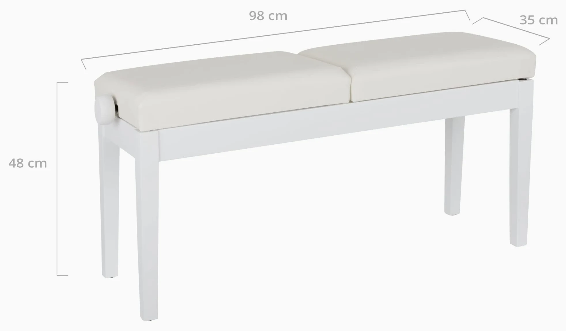 Classic Cantabile Panca per pianoforte a due posti in bianco opaco