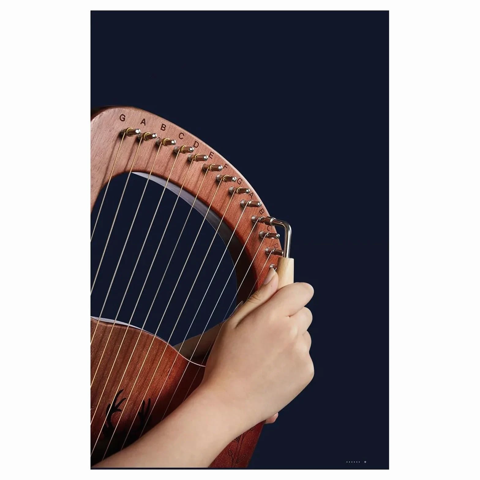 16/19/21/24 Corde Arpa In Legno Di Mogano Strumento Musicale Lira Arpa Con Chiave Di Accordatura Corde Di Ricambio(24 Wood)