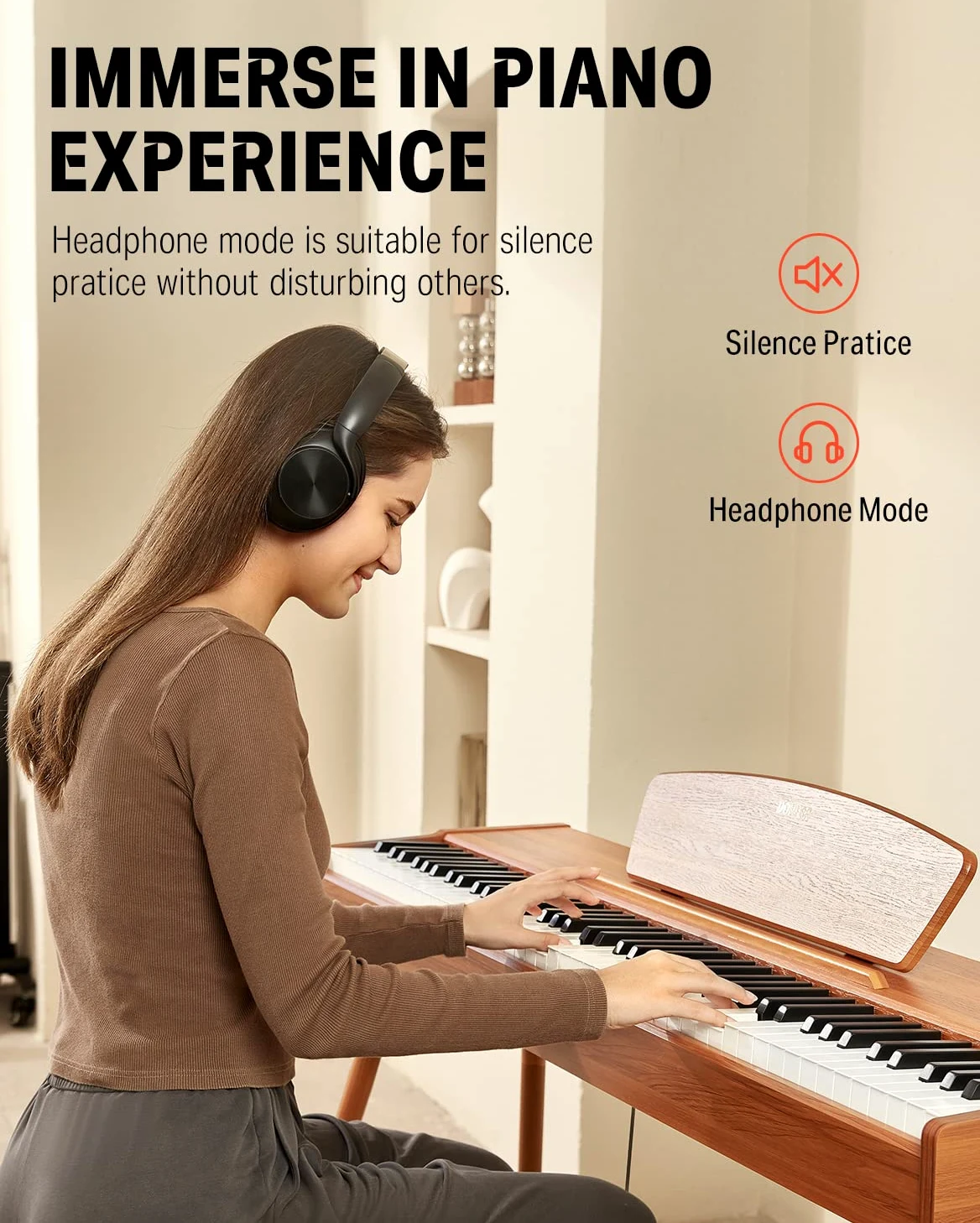 Donner DDP-80 Pianoforte Digitale 88 Tasti Pesati, Azione del Martello II, Piano Elettrico Domestico con Supporto, Pedale Triplo e Collegamento USB MIDI