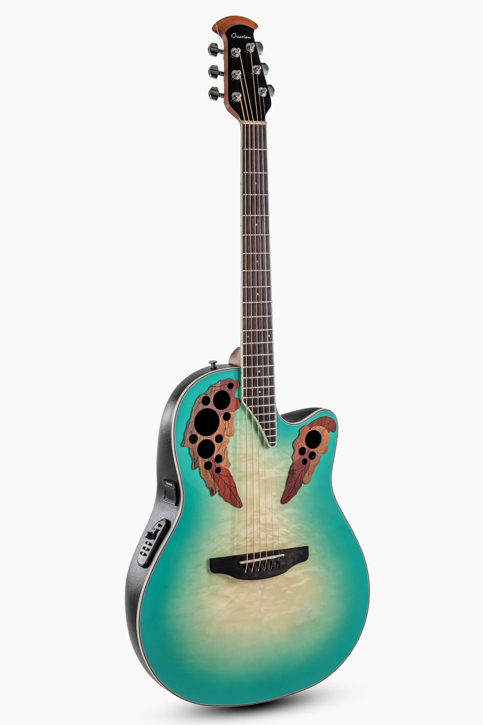 Ovation Chitarra acustica elettrica Celebrity Elite Plus CE44X Mid Cutaway – Coperta in legno pregiato – Mid-depth Lyrachord Body – Mintburst – CE44X-9B-G