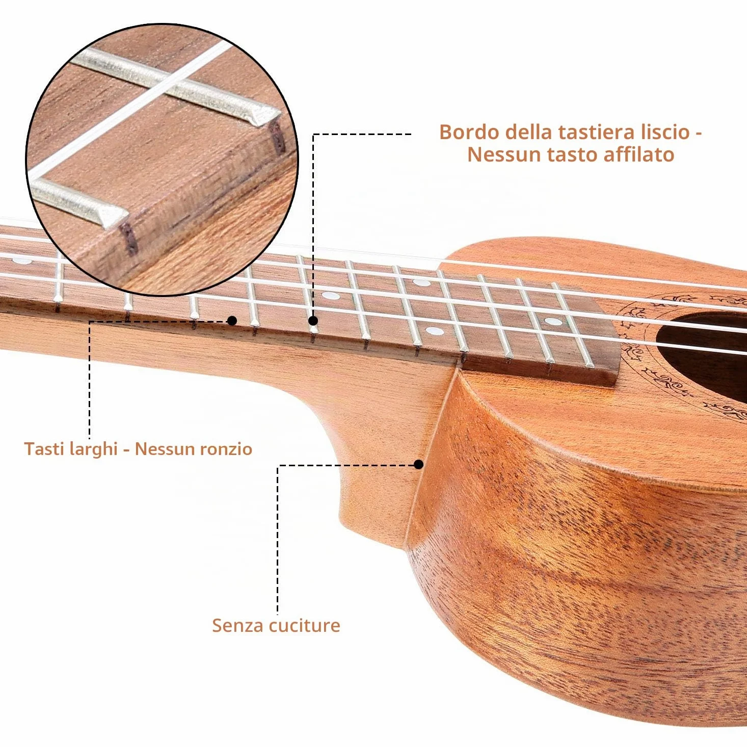 Ukulele Soprano da 21 pollici, ukulele in mogano per adulti e bambini principianti con borsa e corde