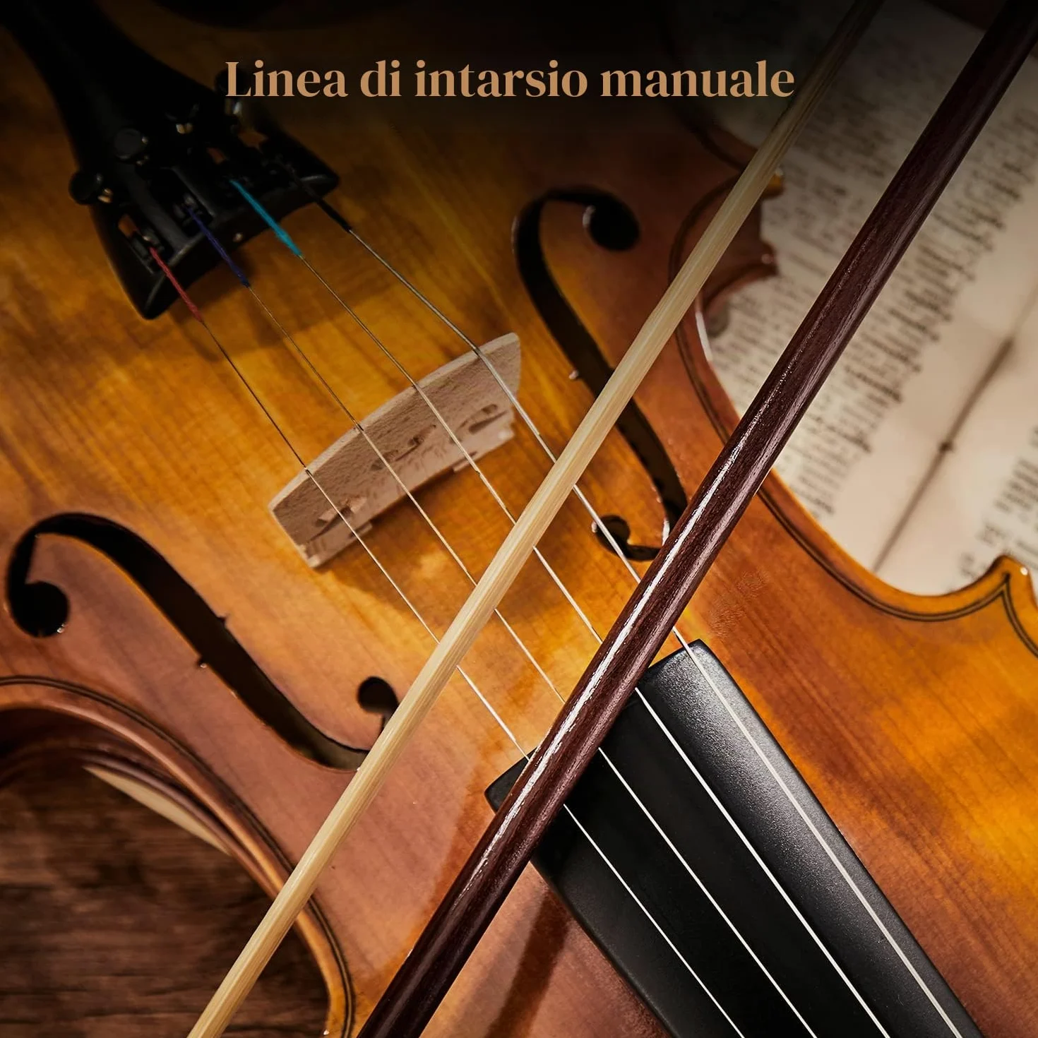 Set di violino Eastar 4/4 in legno massello per adulti con custodia rigida, spalliera, due archetti, accordatore a clip e corde extra, EVA-330