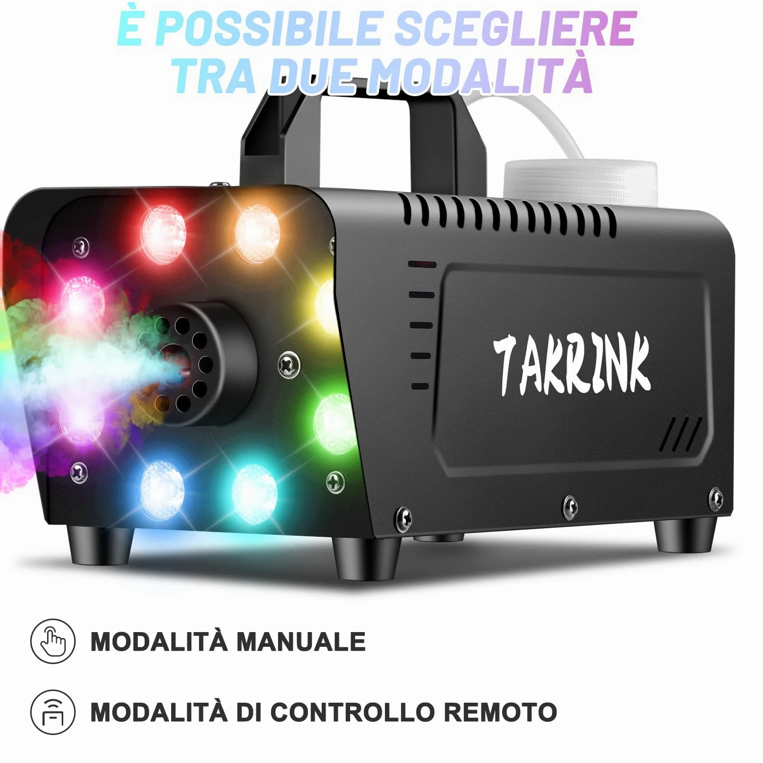 TAKRINK Macchina del Fumo, 900W Macchina del Fumo di Nebbia con 8 Luci LED 16 Colori RGB e Telecomando Wireless, Macchina della Nebbia per il Matrimonio Halloween Natale