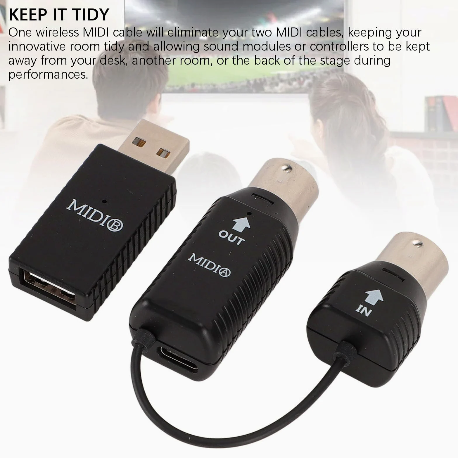 Zunate Adattatore MIDI Wireless, Convertitore MIDI a USB Professionale a Bassa Latenza 3ms Sintetizzatore di Strumenti a Tastiera per Sintetizzatore a Tastiera di Pianoforte Digitale