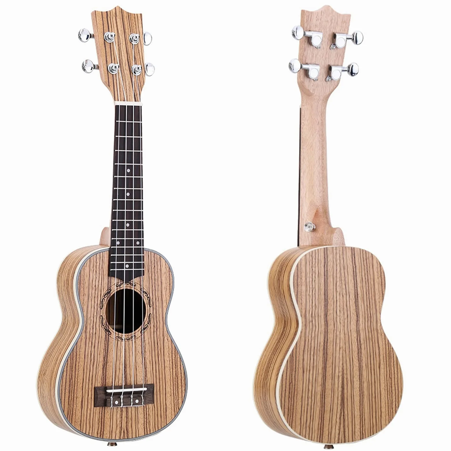 Ukulele 21 "Ukulele Acoustic Ukelele Zebrawood 15 Fret 4 String Ukulele 21" Strumento A Corda Musicali Concerto Ukulele