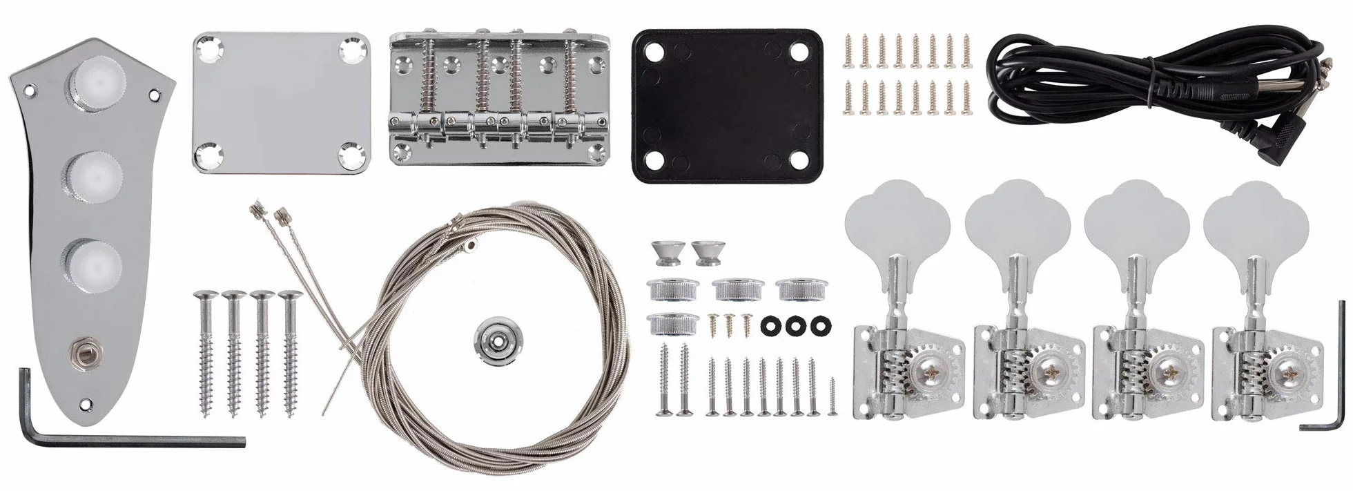 Rocktile Kit Per Basso Elettrico JB-Style, Corpo: Paulownia, Peso: 4 | "Do-it-yourself" Kit per basso elettrico, Manico: acero avvitato, Tastiera: palissandro, Pickup: 2x JB-Style single-coil