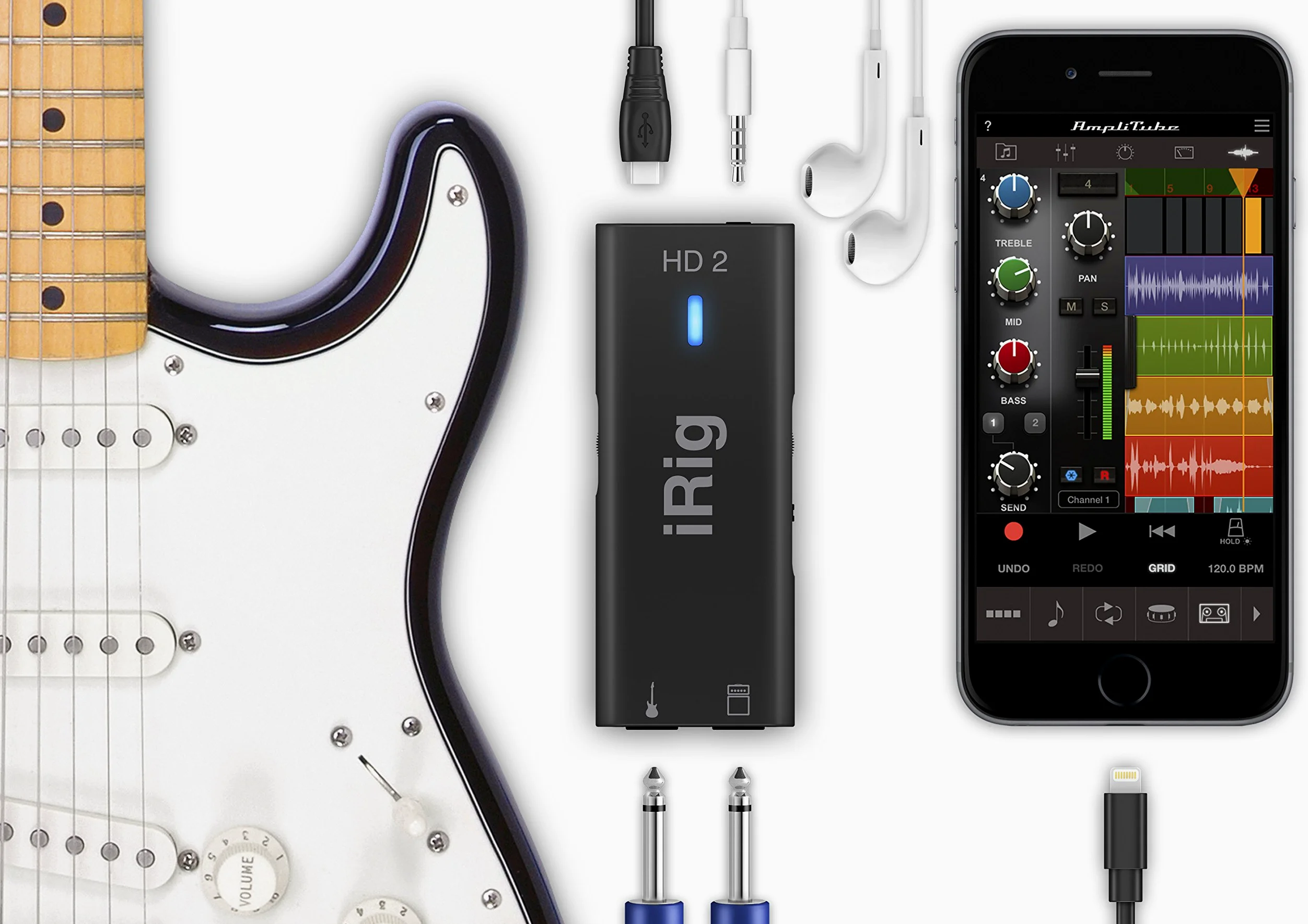 IK Multimedia iRig HD 2 - Interfaccia Audio Digitale per Chitarra e Basso, Per iPhone/iPad/iPod e Mac/PC, Nero