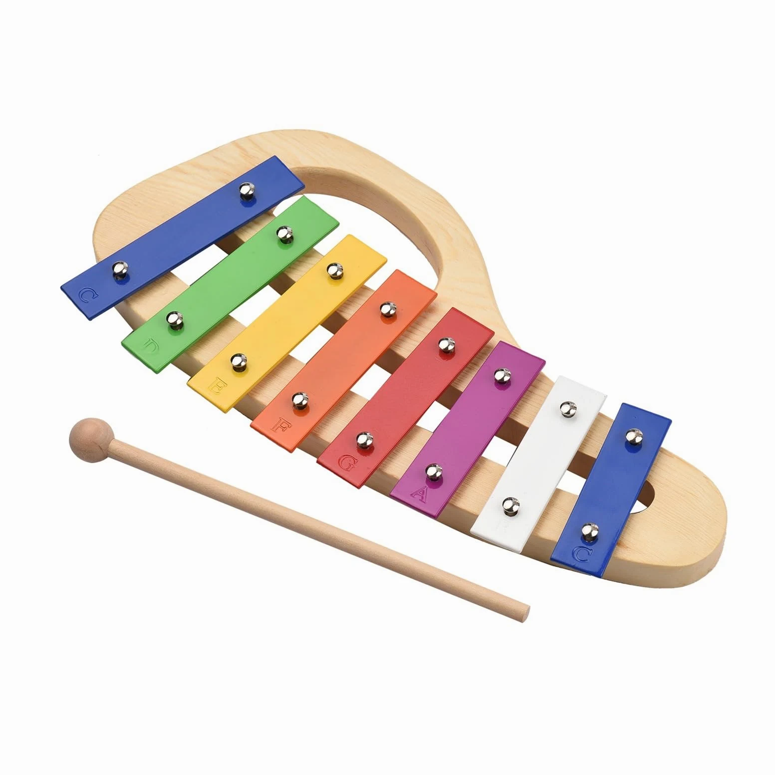 xilofono ​Legno Xilofono in Legno di Pino Glockenspiel A 8 Note Strumento Musicale A Percussione con Piastra in Alluminio Colorato da 3 Mm