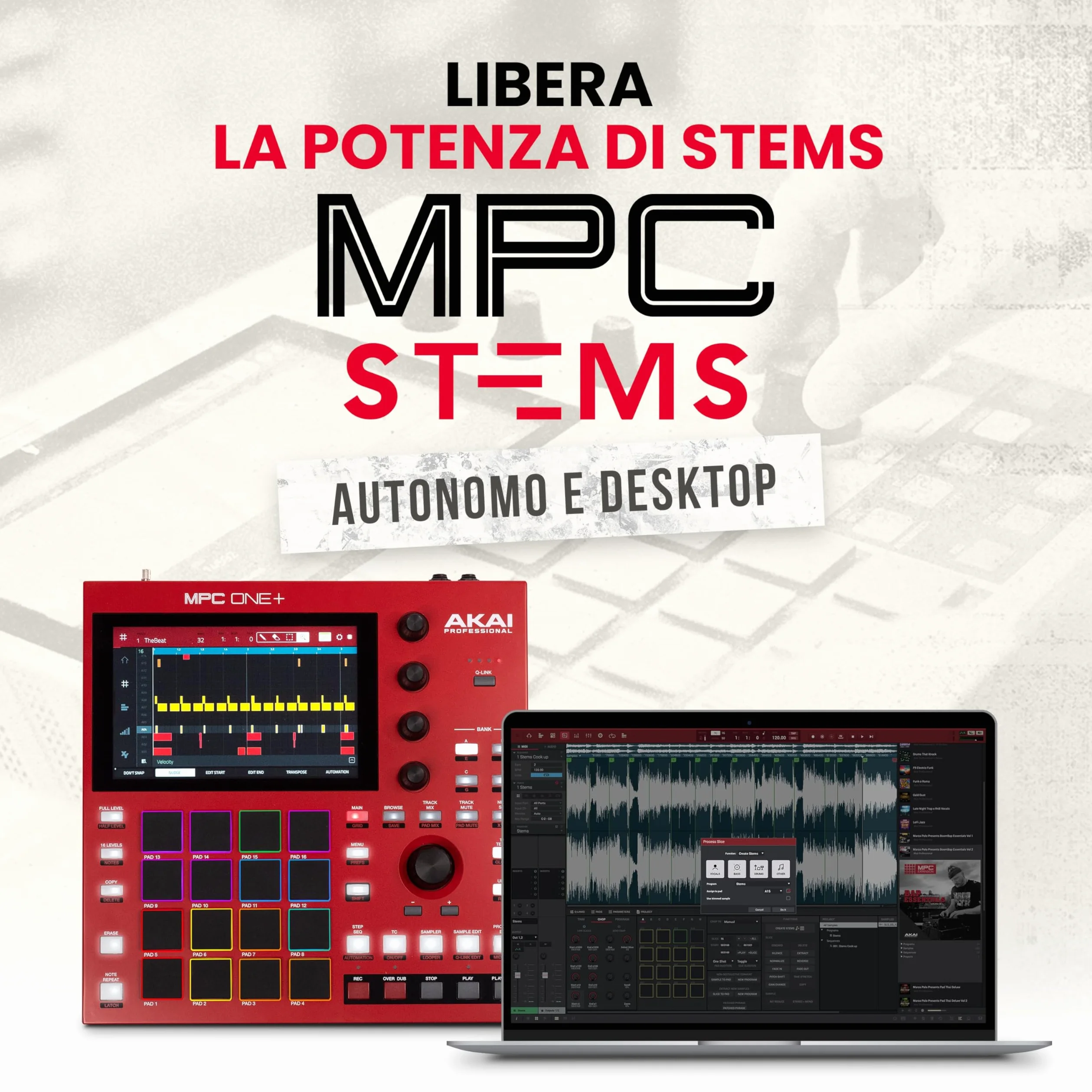 Akai Professional MPC One+ Drum Machine Standalone, Beat Maker e MIDI Controller con WiFi, Bluetooth, Drum Pad, Plug-in di Sintetizzazione, Touchscreen e Integrazione Native Instruments