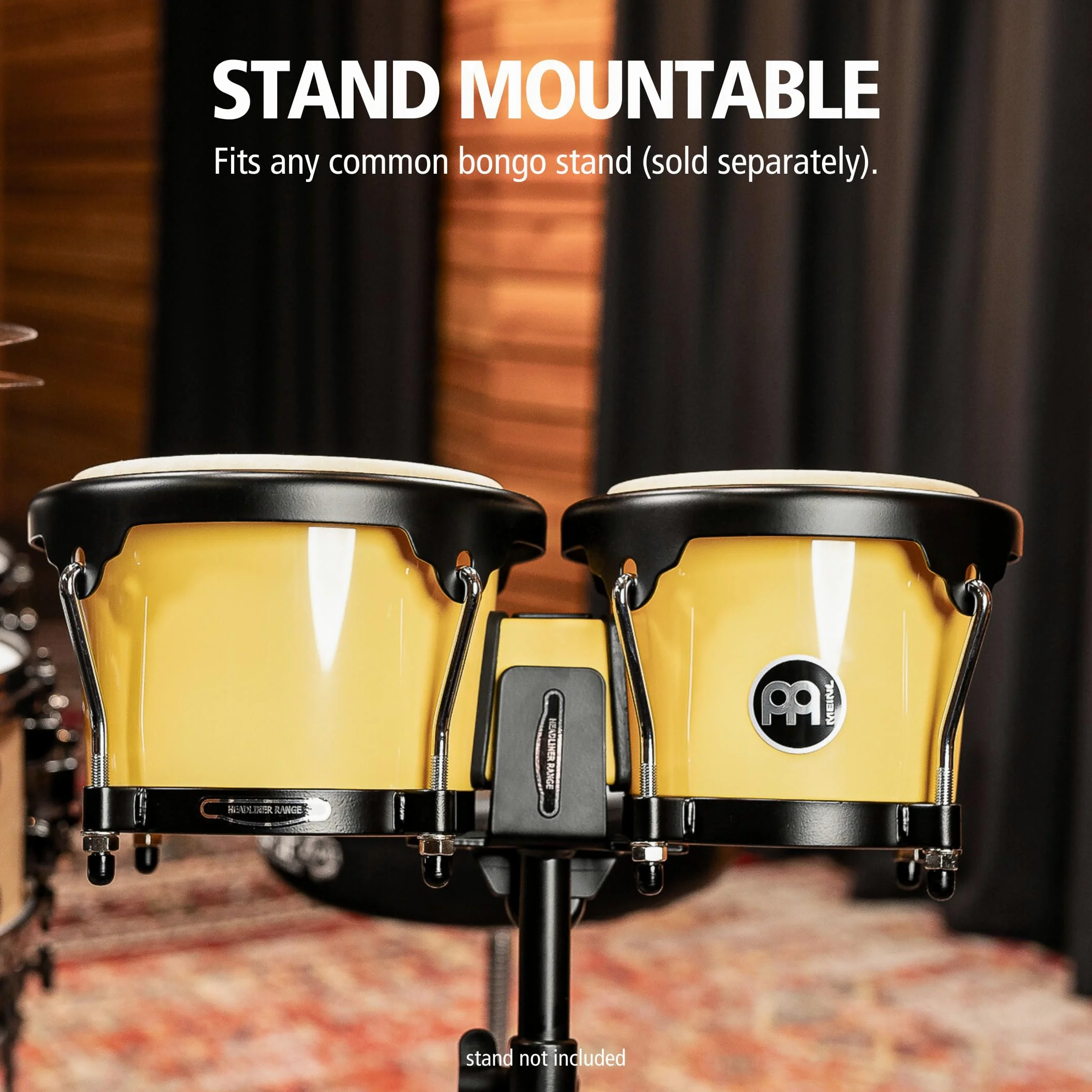 Meinl Percussion Bongos Journey Series - 2 Tamburi a Mano da 6.5 e 7.5 Pollici - Chiave Accordatura Inclusa - Plastica ABS, Yellow (HB50IY)