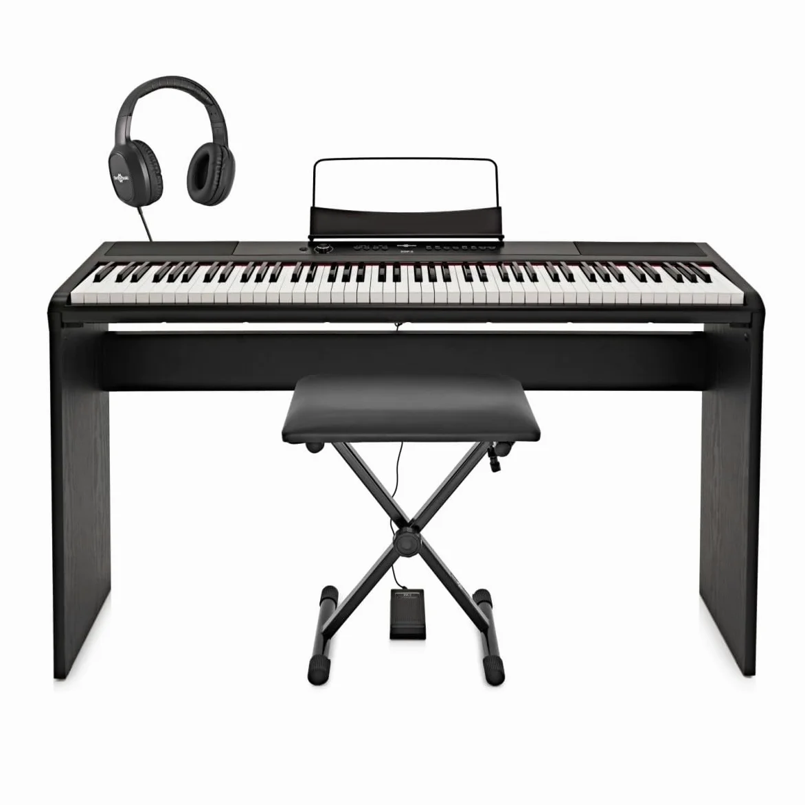 SDP-2 Pianoforte da Palcoscenico di Gear4music con Pacchetto Accessori Completo | Piano digitale 88 tasti pesati, altoparlanti stereo integrati e uscita cuffie, RCA e USB MIDI