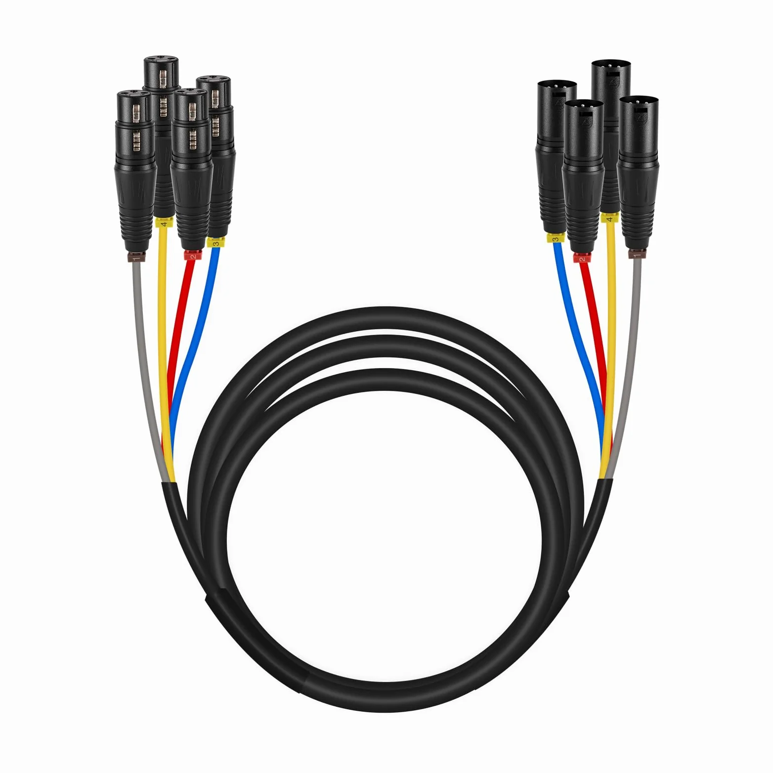 Phenyx Pro Cavo a serpente XLR, cavo patch a 4 canali da XLR maschio a XLR femmina, con rame OFC, cavo bilanciato per microfono, per mixer, sistemi IEM e microfono (lunghezza: 3 m)