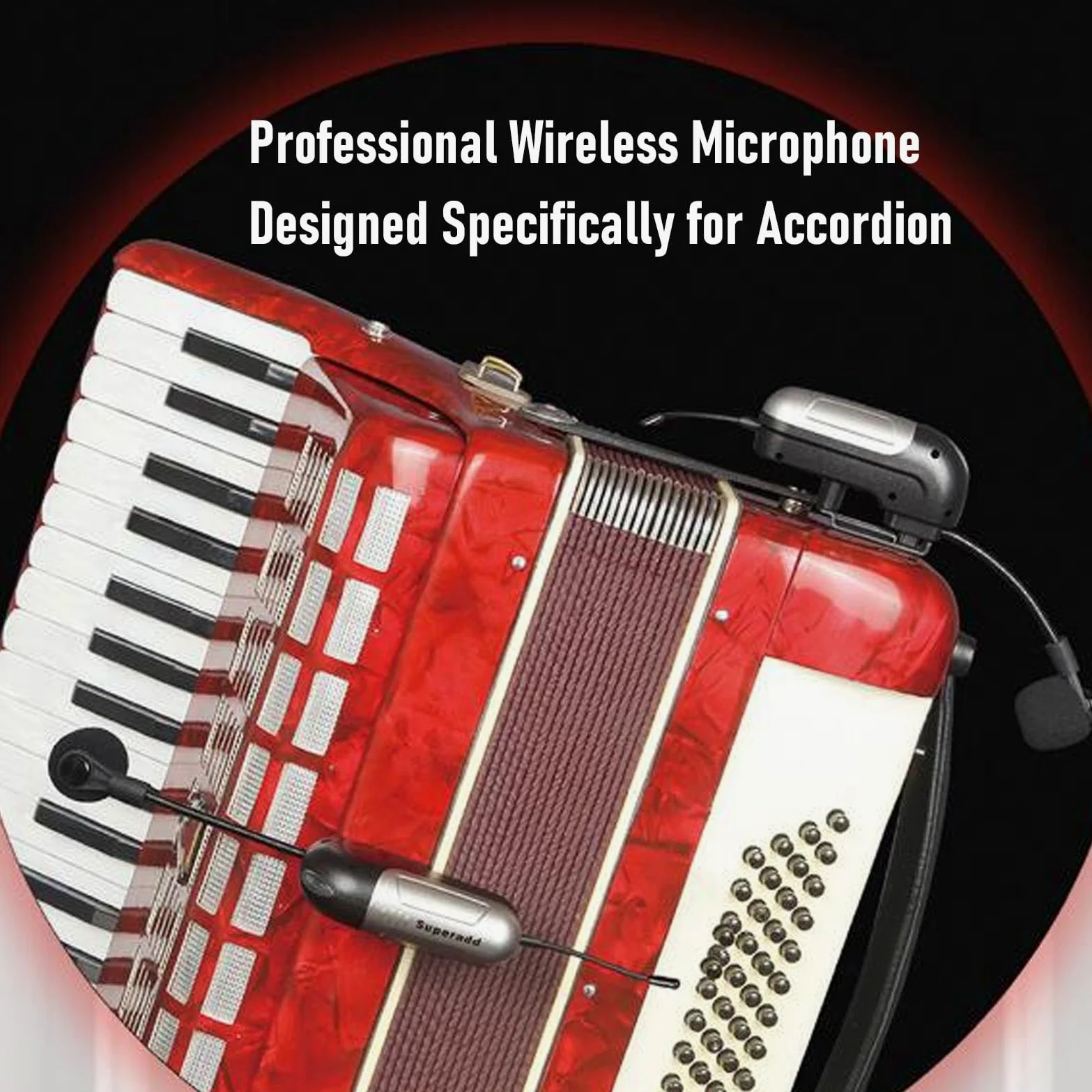 Bewinner Microfonico per Fisarmonica Wireless UHF con Durata della Batteria di 6 Ore, Audio HD, Portata di 30 M e Ricevitore per Spettacoli Sul Palco e Musica Dal