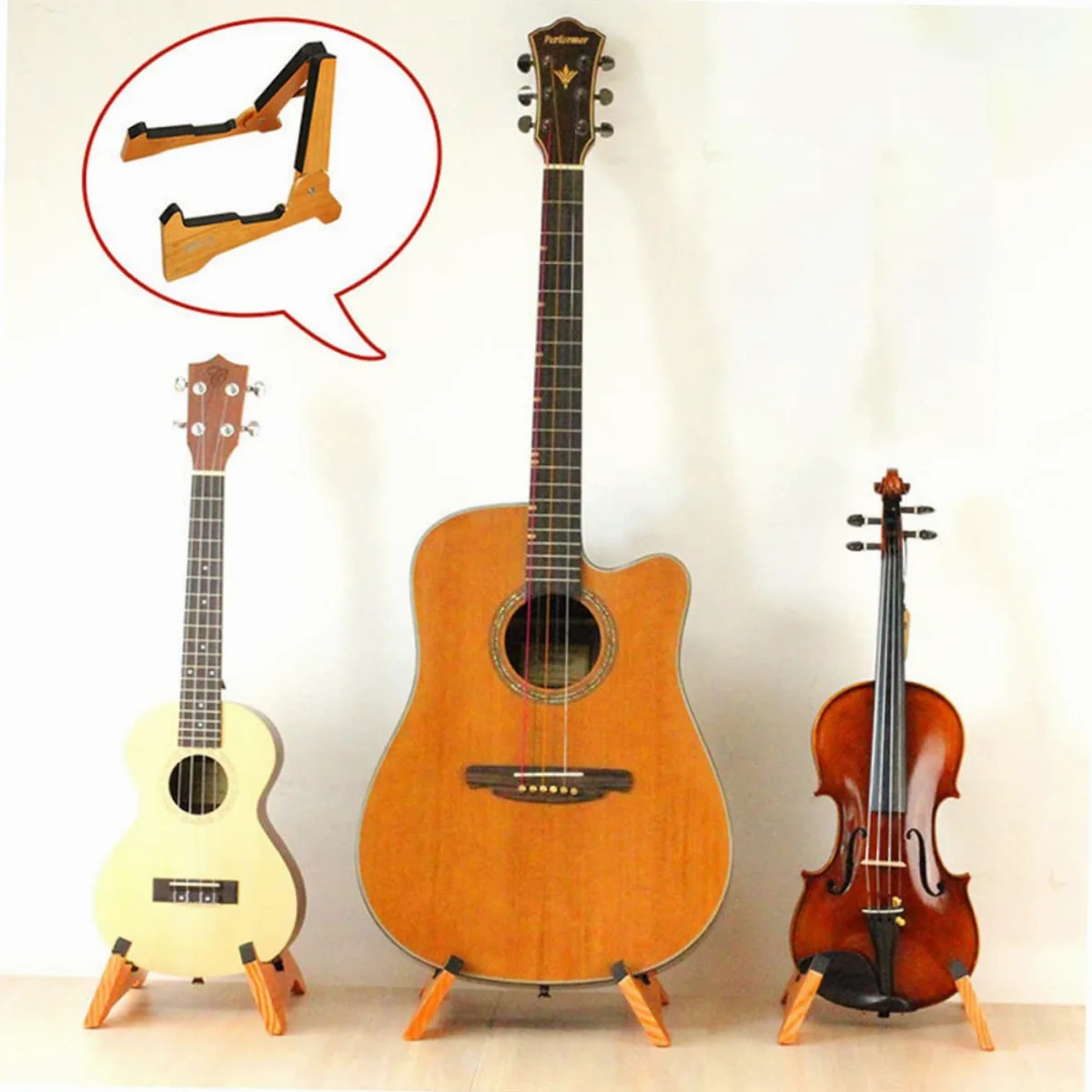 Abaodam Supporto per Chitarra in Legno Leggero e Pieghevole Design Staccabile, Adatto a Basso e Violino per Music Room e Negozio di Strumenti Musicali