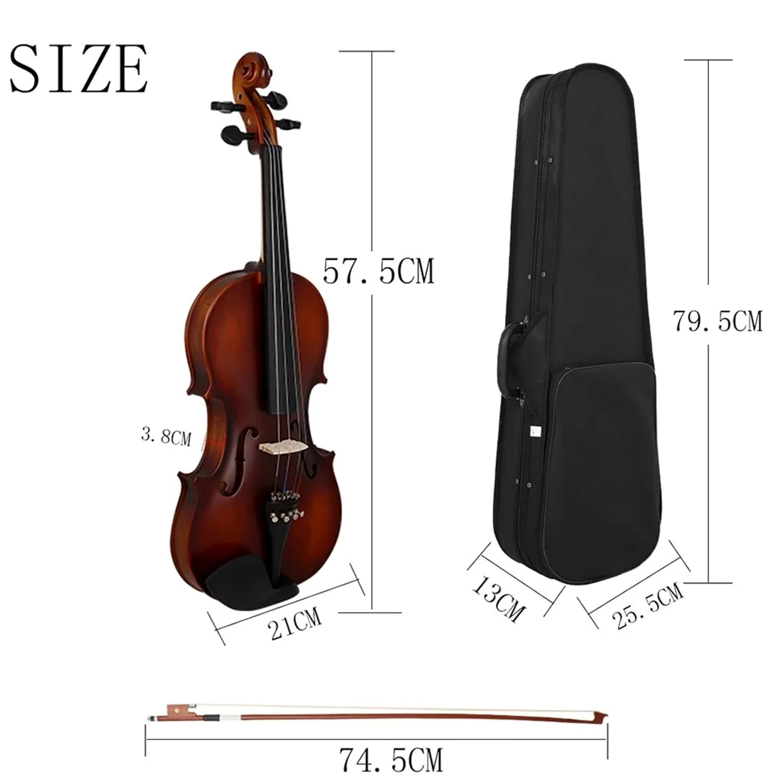 Violino Violino Professionale 4/4 Violino Acustico In Legno Massello Retrò Opaco Violino In Tiglio Con Custodia Per Principianti