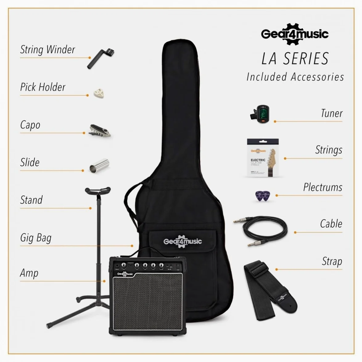 LA Chitarra Elettrica Mancini Nera, Ampli 15W e Accessori | Per mancini principianti, chitarra LA leggera e comoda, ampli EQ 3 bande con overdrive e uscita cuffie