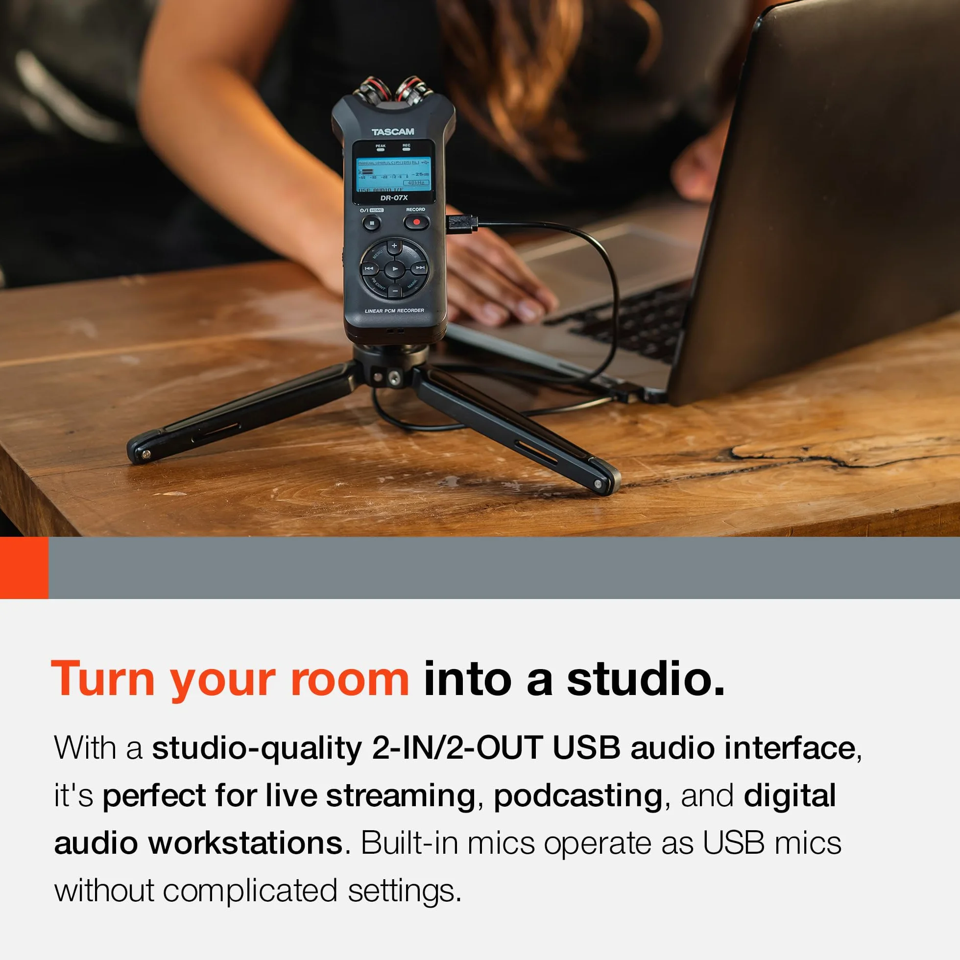 Tascam Registratore audio digitale portatile stereo DR-07X e interfaccia audio USB