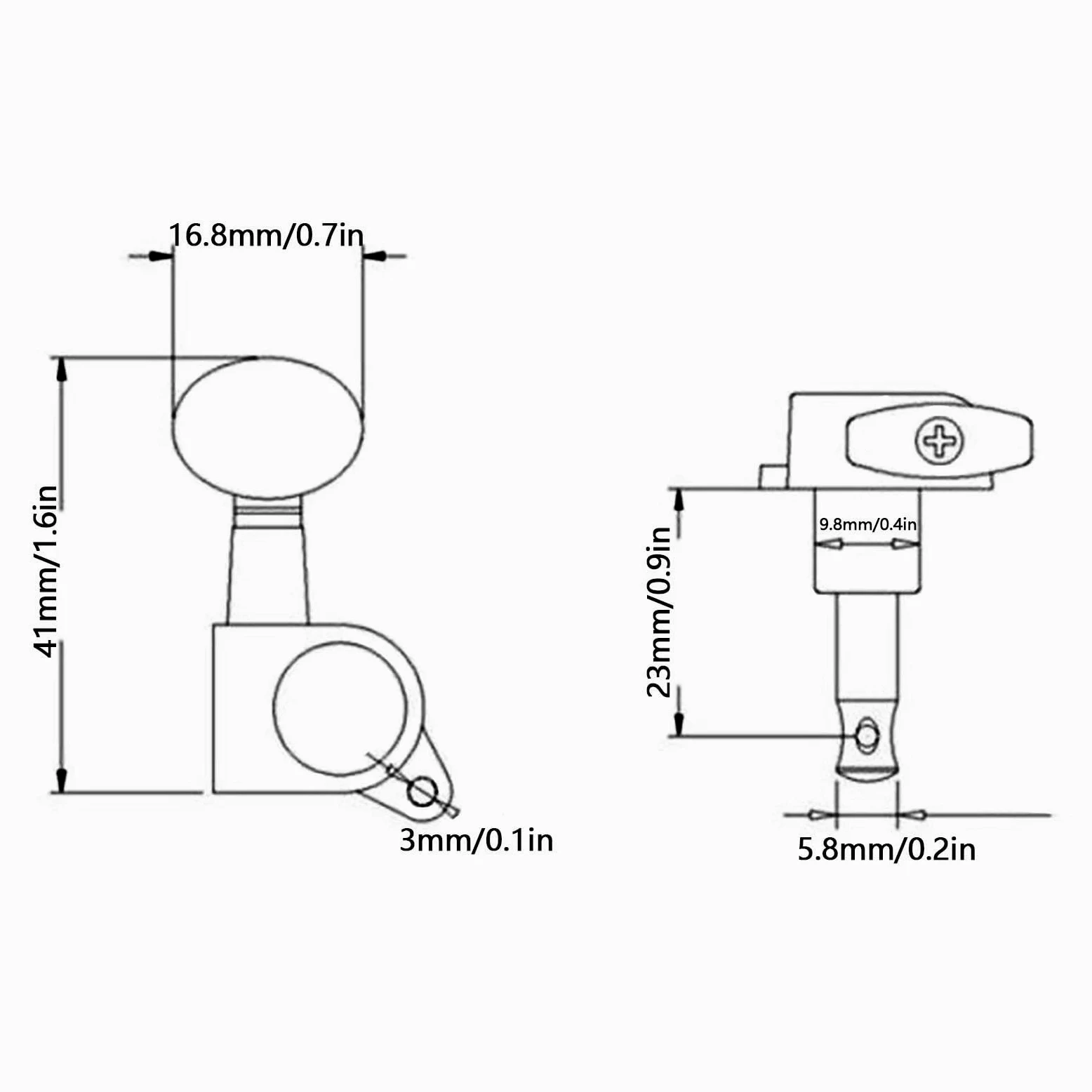 Meccaniche Chitarra Accordatori Per Chitarra Elettrica 6 In Linea Completamente Chiusi (compatibili Con Chitarre Stile Fender ST/TL)(Left)