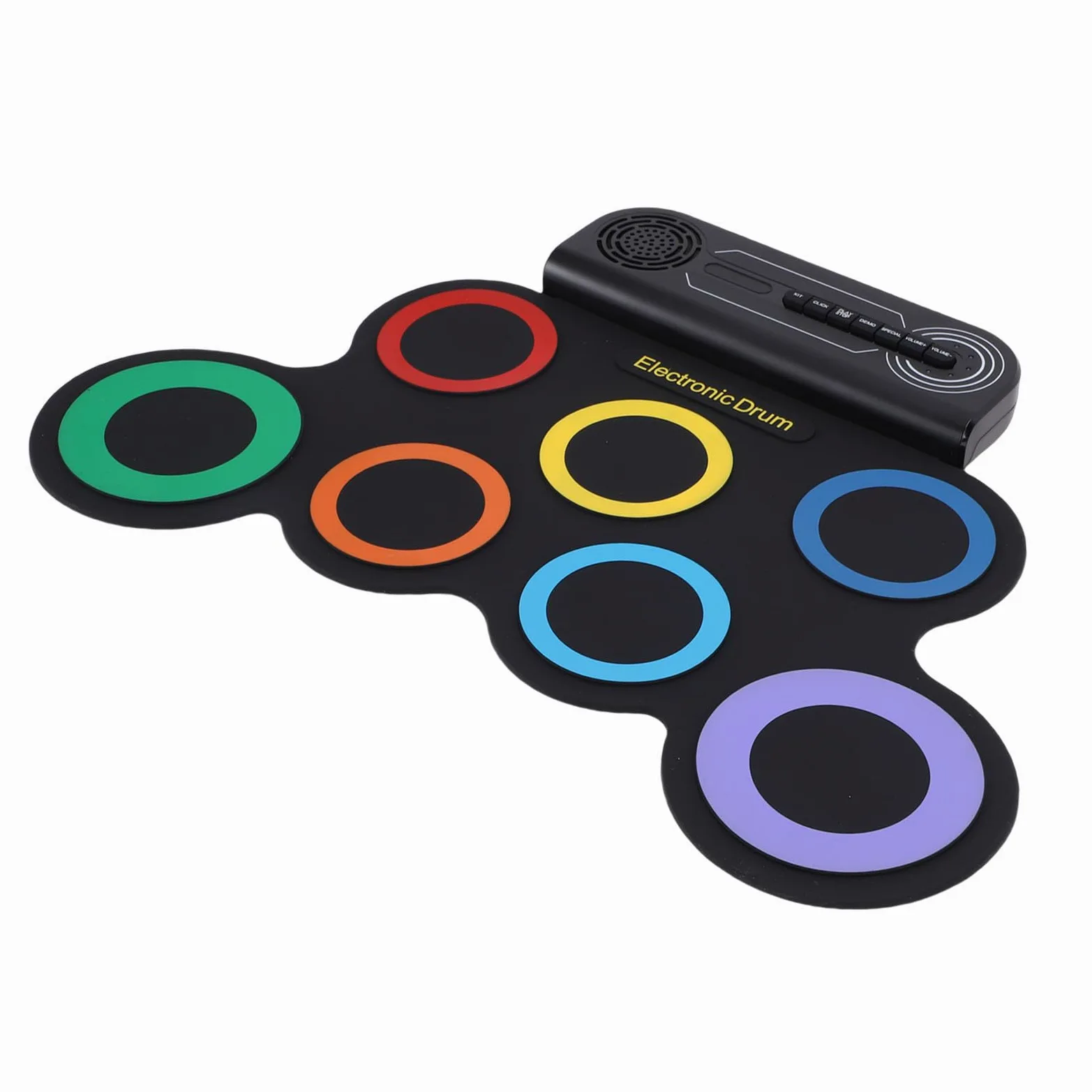 Alomejor Set di Batteria Elettronica Arrotolabile, Pad per Batteria con Altoparlante Stereo Integrato con 7 Pad, 2 Pedali, Ricaricabile per Esercitazione dei Bambini