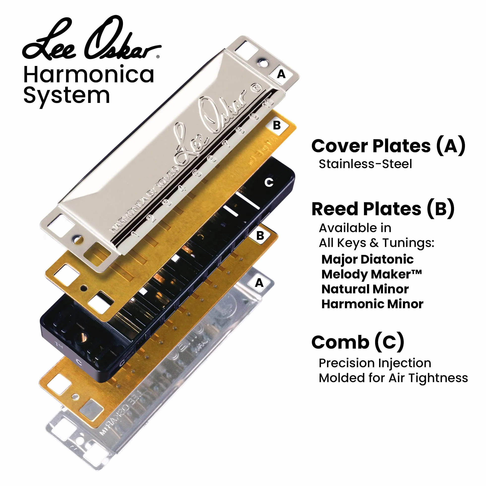 Armonica Lee Oskar Armonica in mi minore per musica etnica, folk, gitana, tango e musica dell'Europa orientale - diatonica a 10 fori - piastre delle ance in ottone - custodia in plastica inclusa