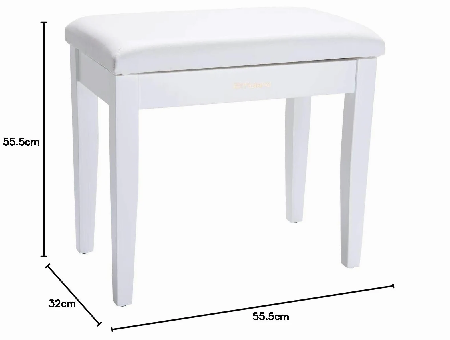 Roland Panca per pianoforte in bianco satinato con seduta in vinile e scomparto per musica, Rpb-100Wh