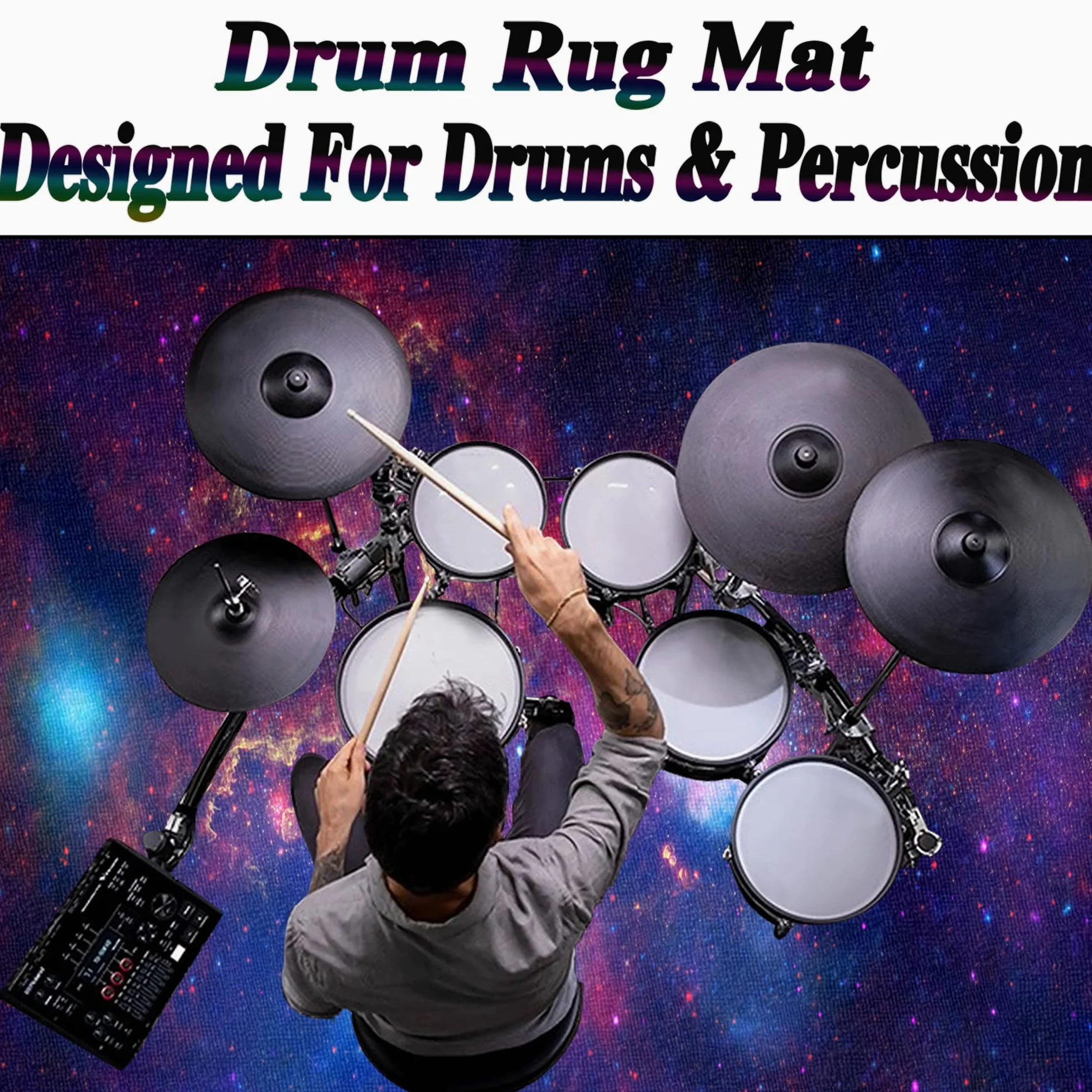 Tappeto per Batteria Tappeto a Tamburo Professionale Tappetino per Batteria Elettronica Strumenti Musicali Coperta Antiscivolo Tappetino Insonorizzato Tappeto Drum Accessori per Batteria 230 x 180 cm