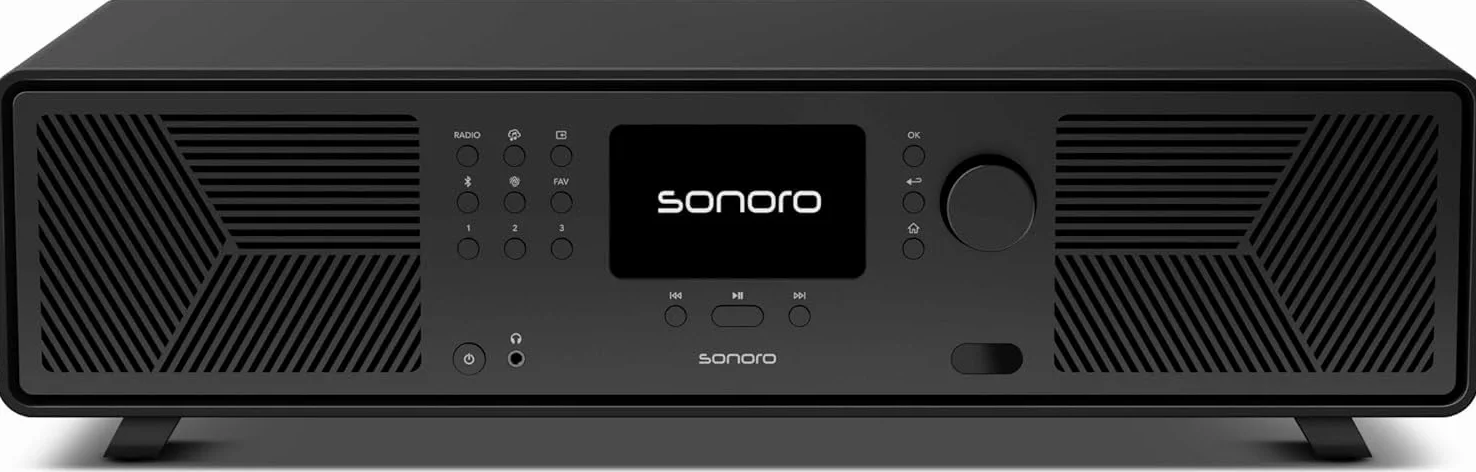 Sonoro AVATON - Impianto HiFi Bluetooth; compatibile con AirPlay, Google Cast, Spotify, Tidal, Qobuz, Amazon Music; radio DAB+/FM, HDMI ARC, design in finitura laccata, integrazione intelligente